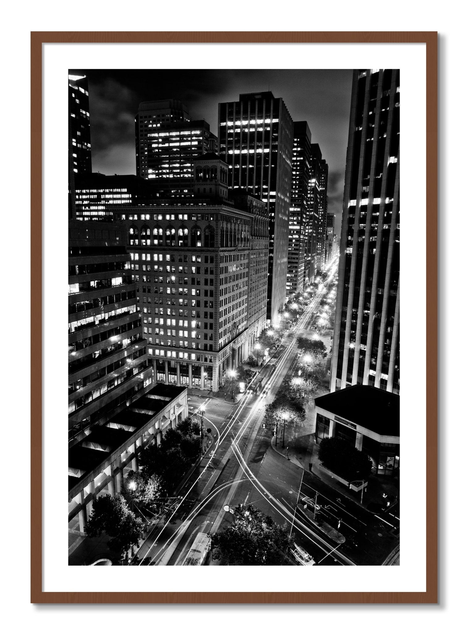 Framed photograph of Market by Dylan Ozanich, Walnut frame, Borders