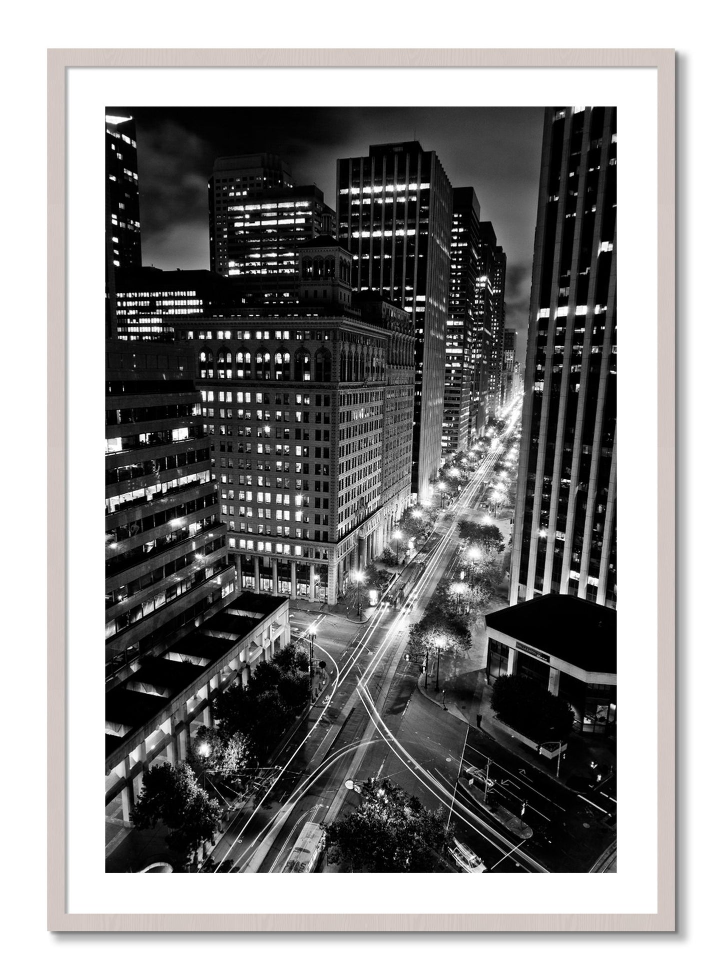 Framed photograph of Market by Dylan Ozanich, White Maple frame, Borders
