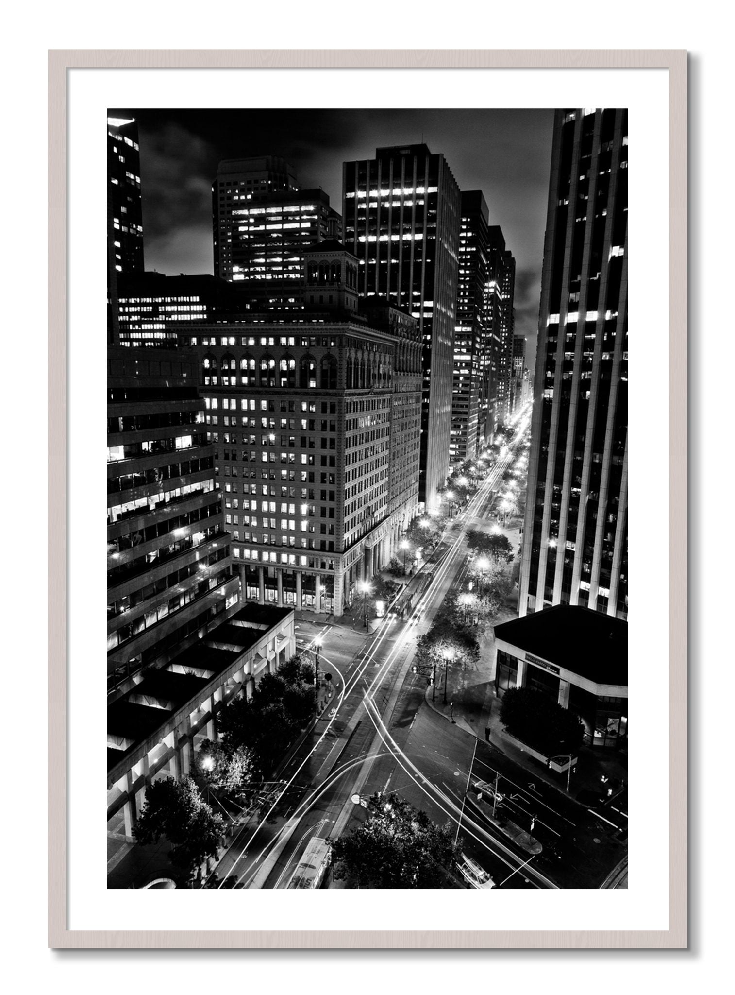 Framed photograph of Market by Dylan Ozanich, White Maple frame, Borders