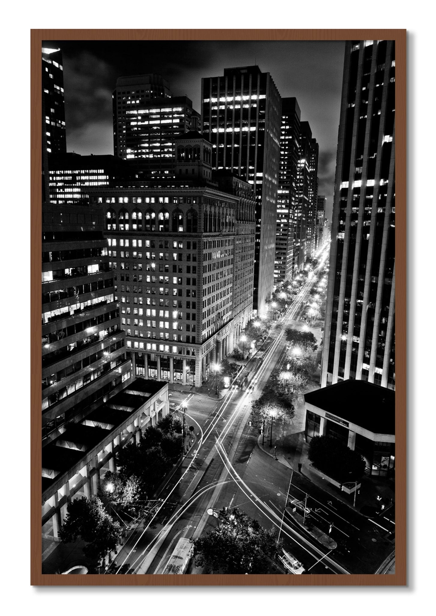 Framed photograph of Market by Dylan Ozanich, Walnut frame, Full Bleed