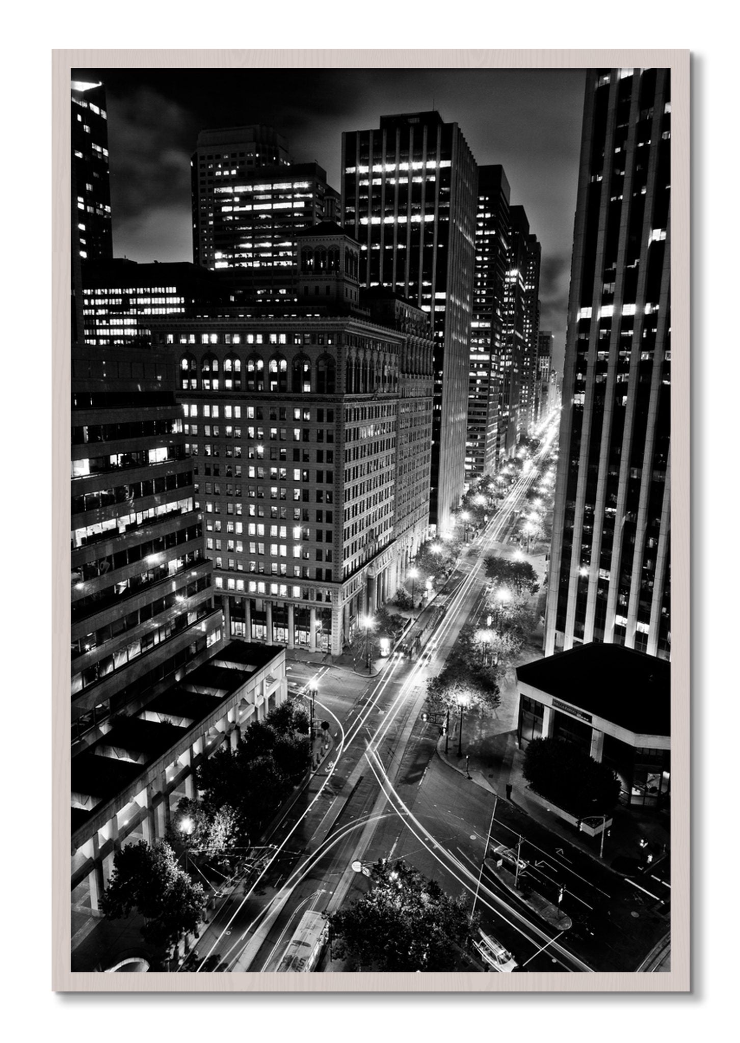 Framed photograph of Market by Dylan Ozanich, White Maple frame, Full Bleed
