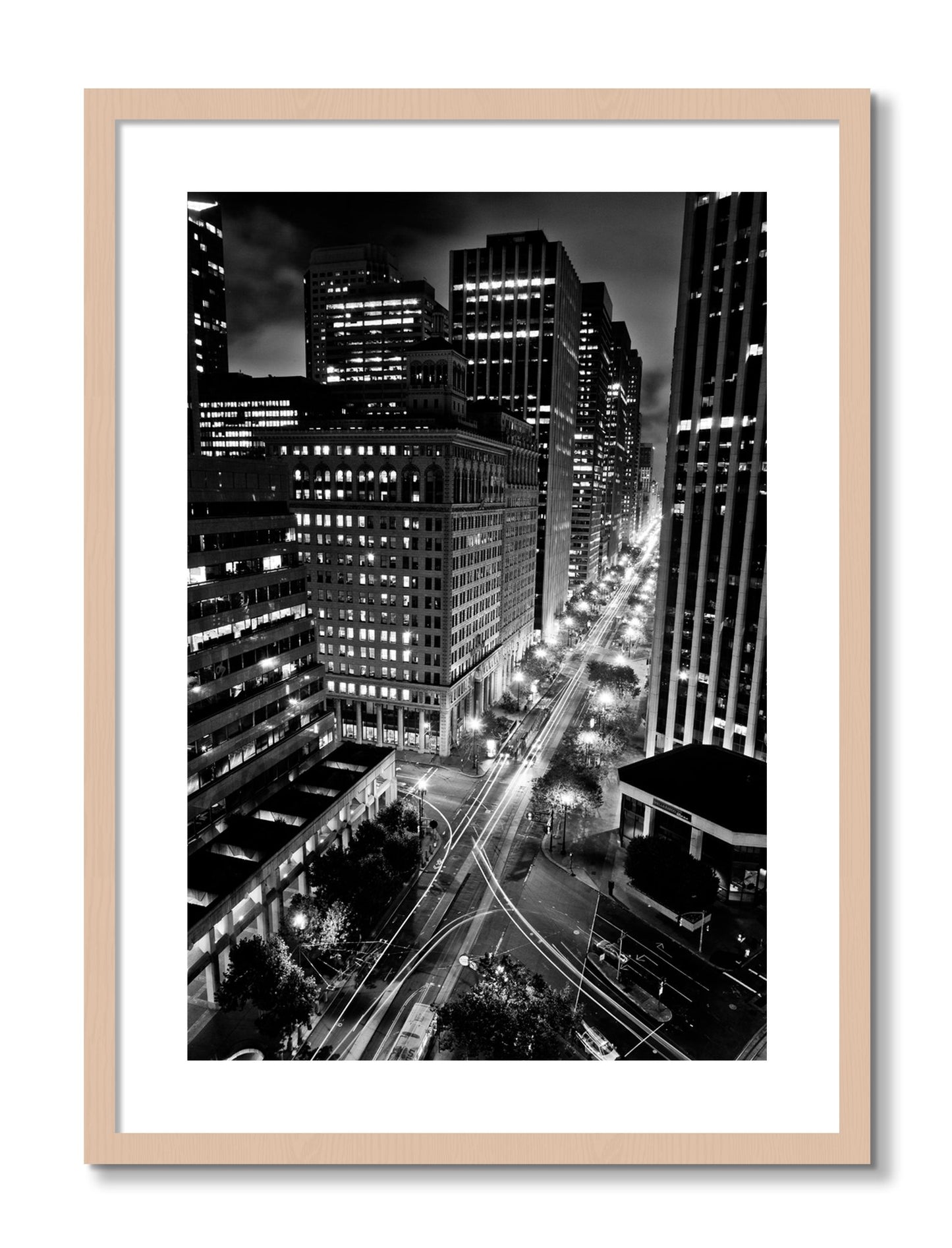 Framed photograph of Market by Dylan Ozanich, Maple frame, Borders