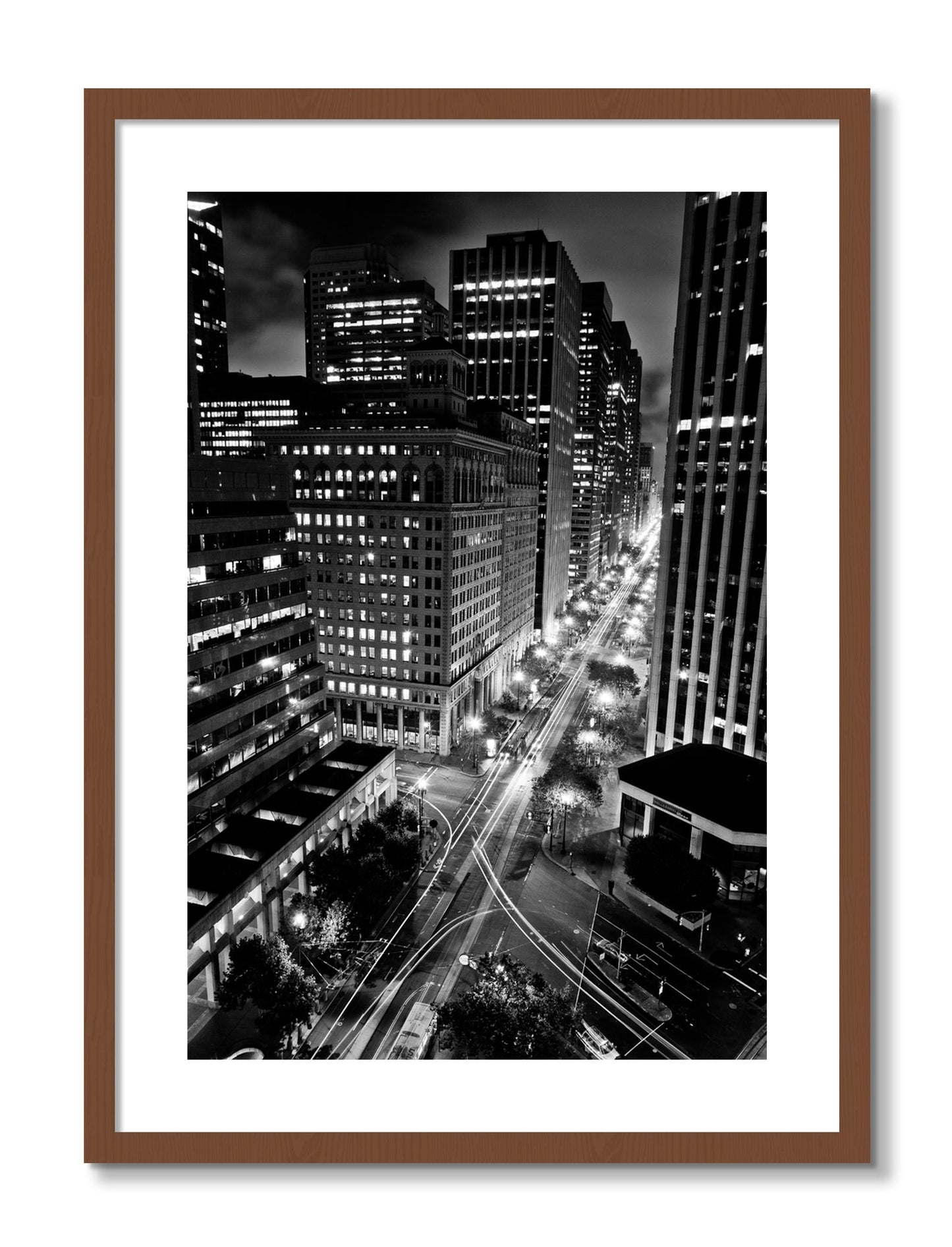 Framed photograph of Market by Dylan Ozanich, Walnut frame, Borders