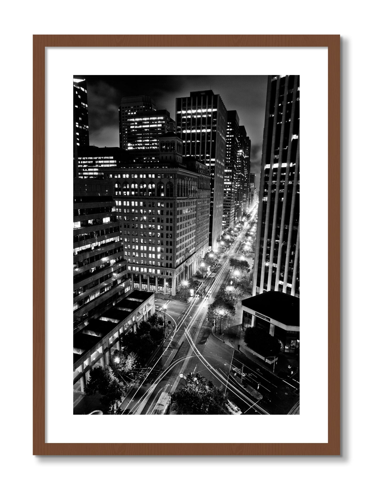 Framed photograph of Market by Dylan Ozanich, Walnut frame, Borders