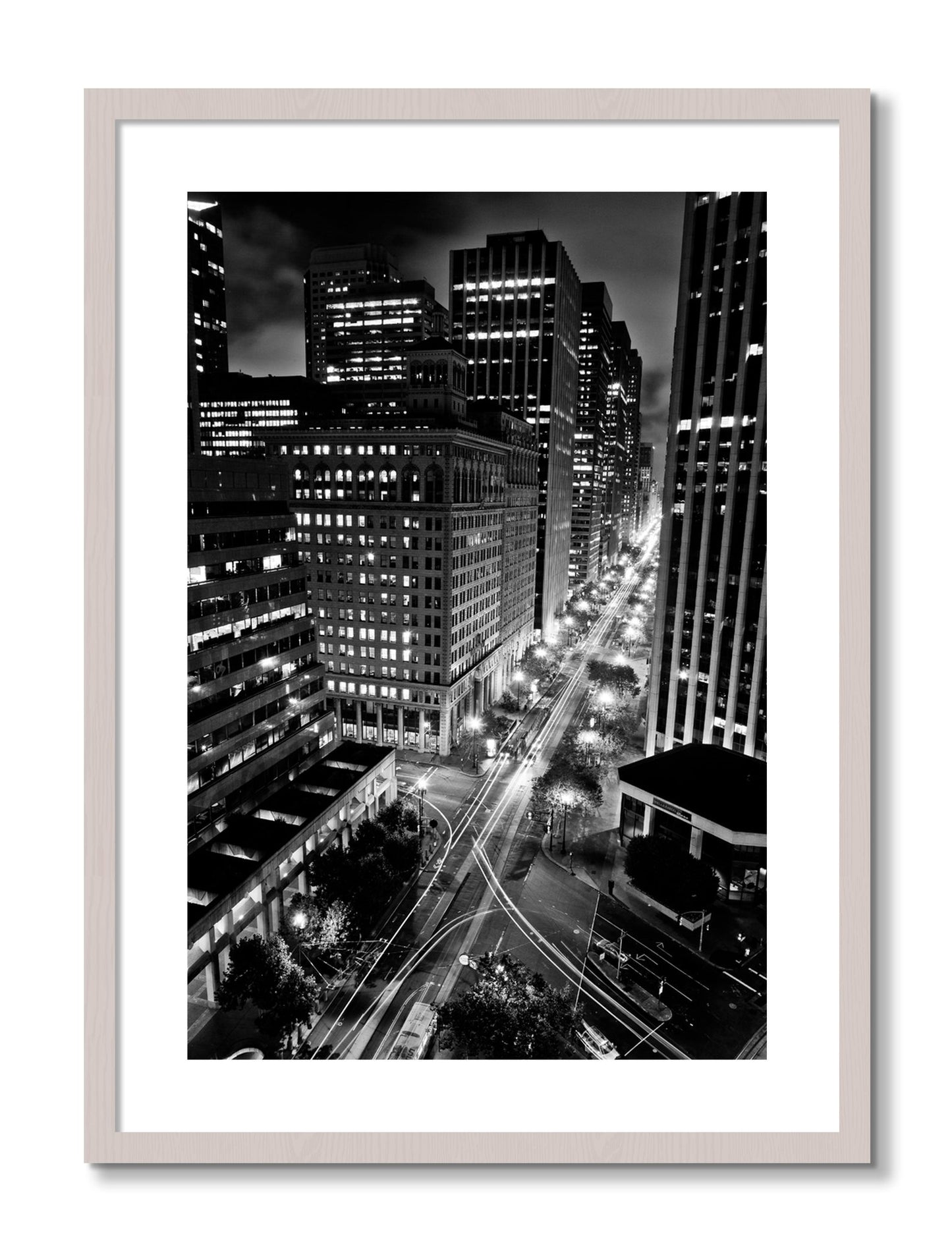 Framed photograph of Market by Dylan Ozanich, White Maple frame, Borders
