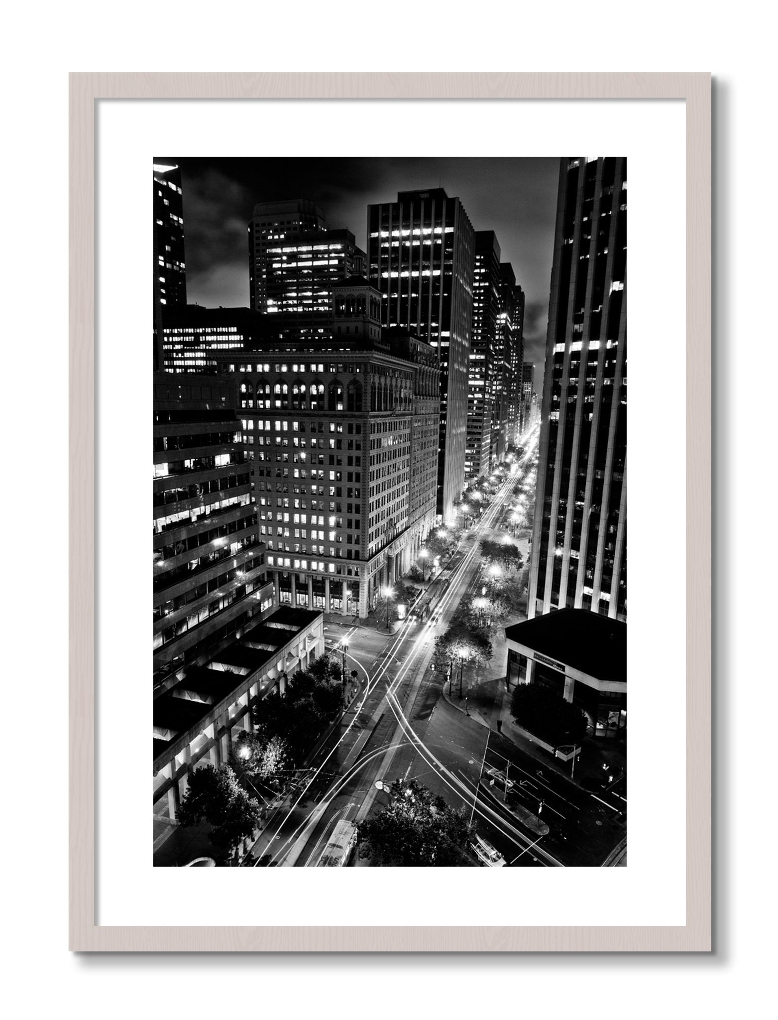 Framed photograph of Market by Dylan Ozanich, White Maple frame, Borders