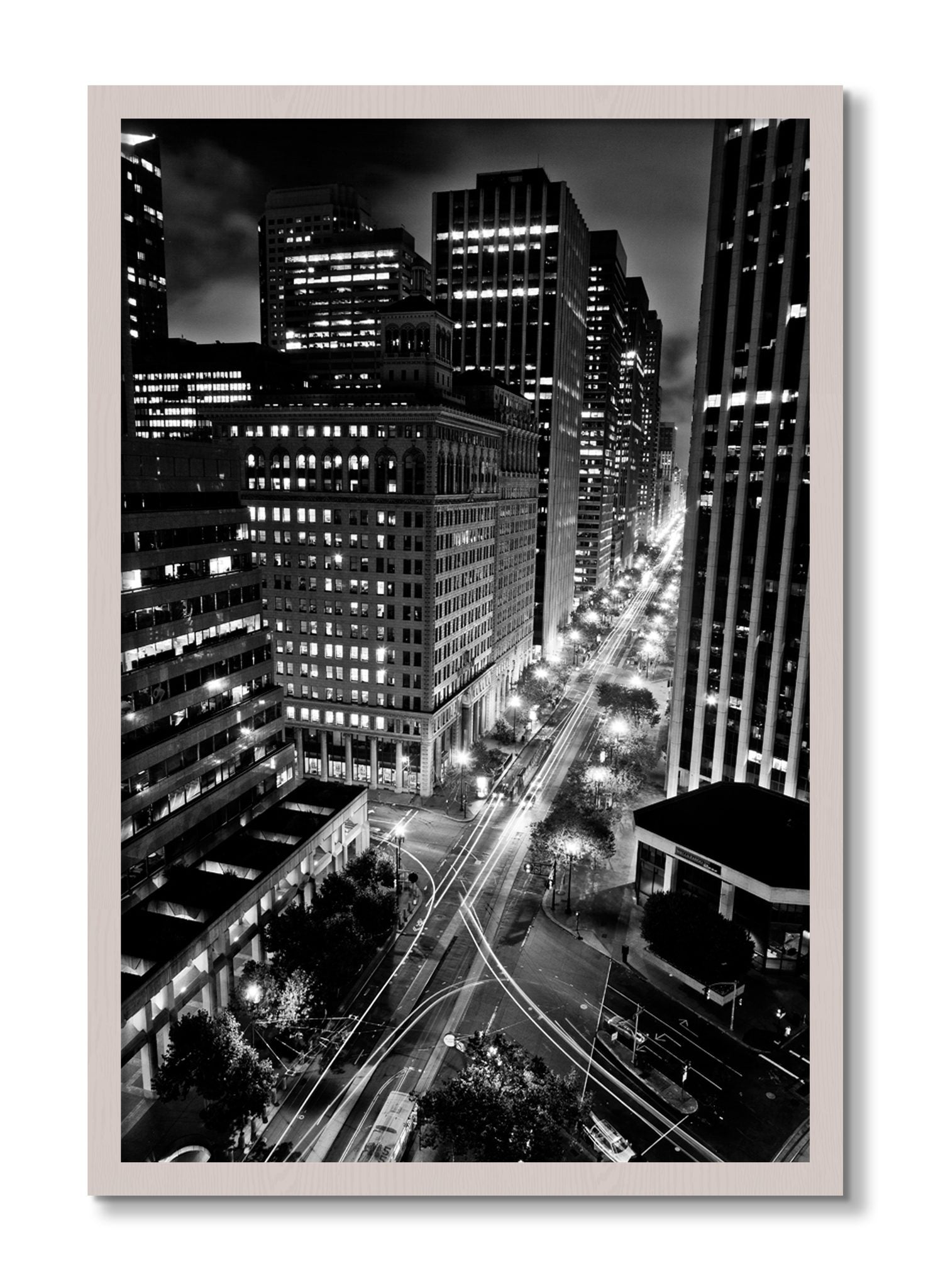 Framed photograph of Market by Dylan Ozanich, White Maple frame, Full Bleed