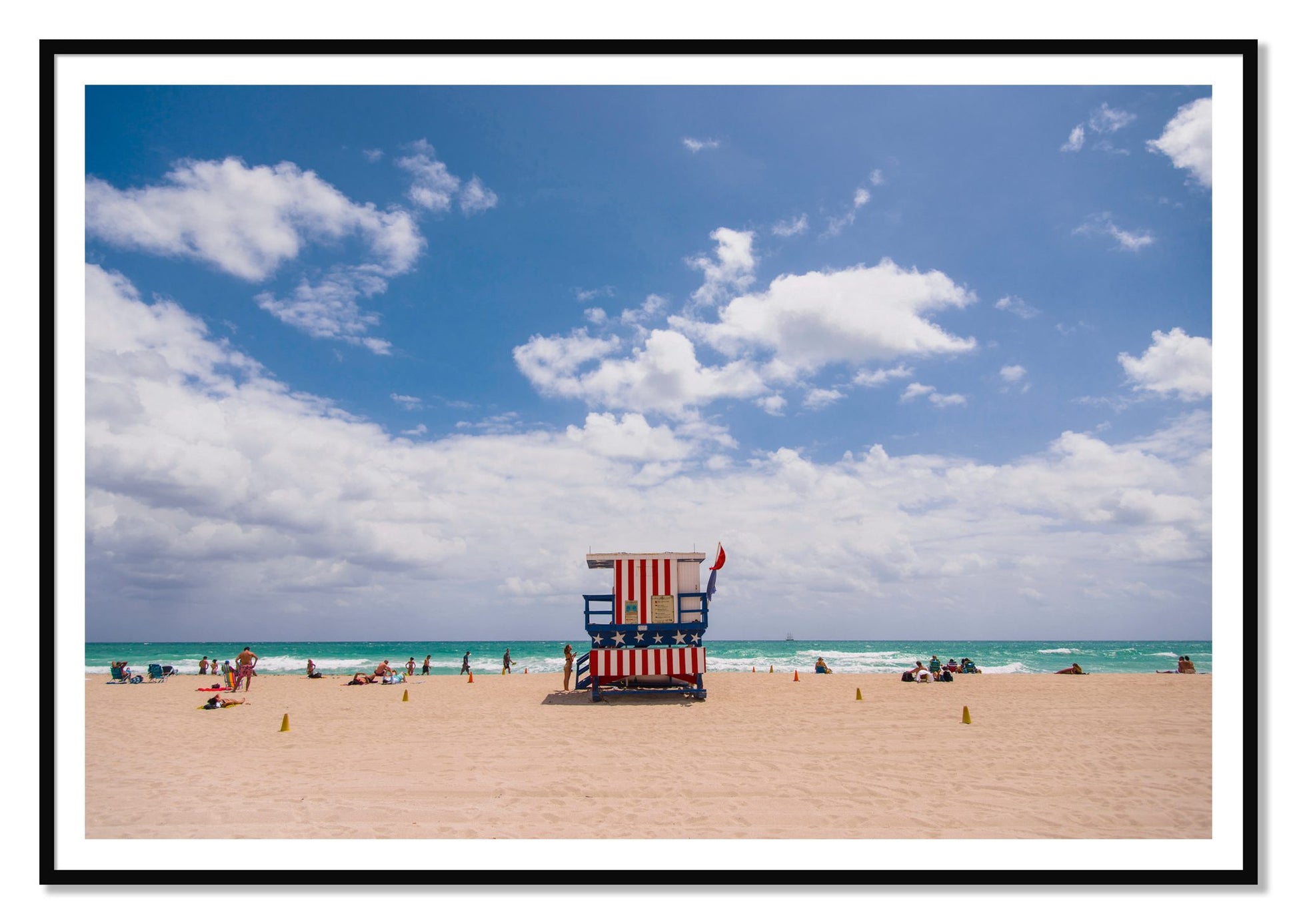Miami by Dylan Ozanich, 48×72 print with a White Border in a Black frame