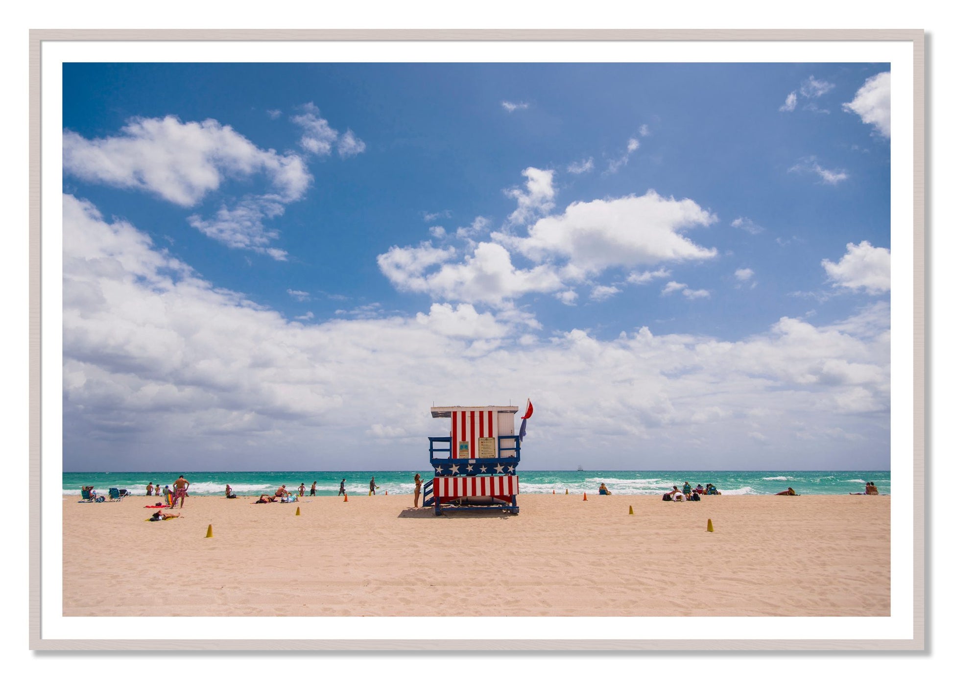 Miami by Dylan Ozanich, 48×72 print with a White Border in a White Maple frame