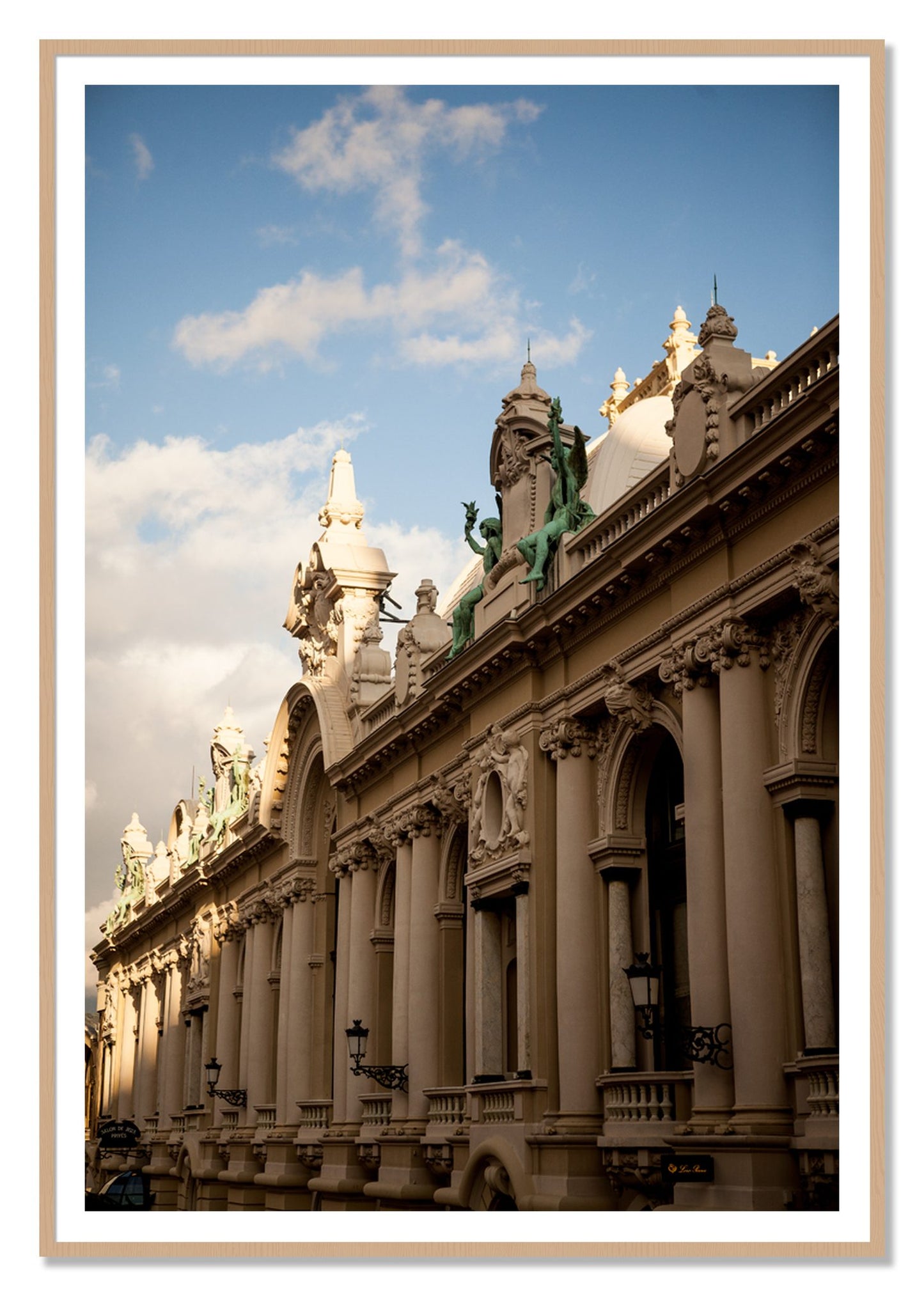 Monoco by Dylan Ozanich, 48×72 print with a White Border in an Oak frame
