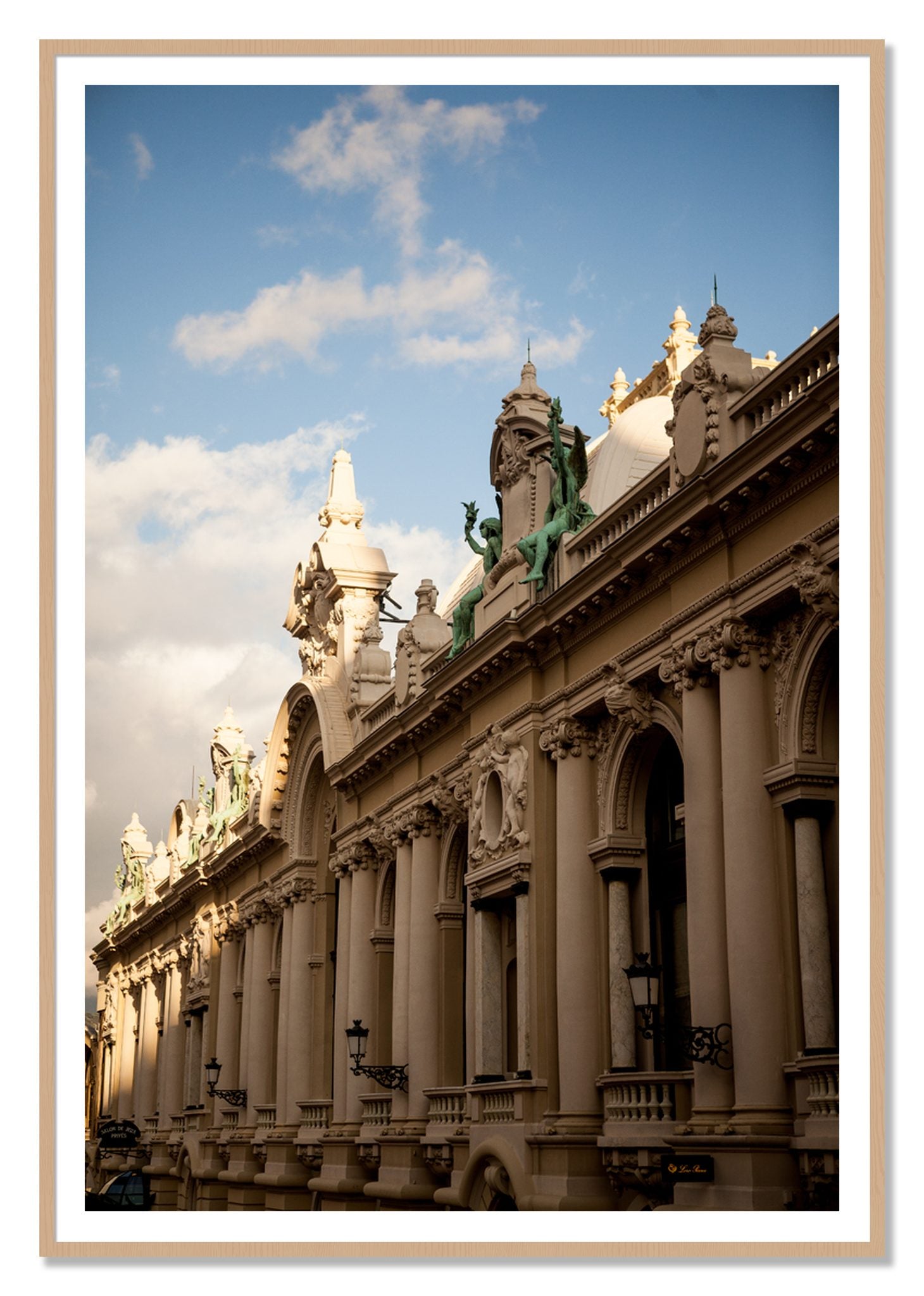 Monoco by Dylan Ozanich, 48×72 print with a White Border in an Oak frame