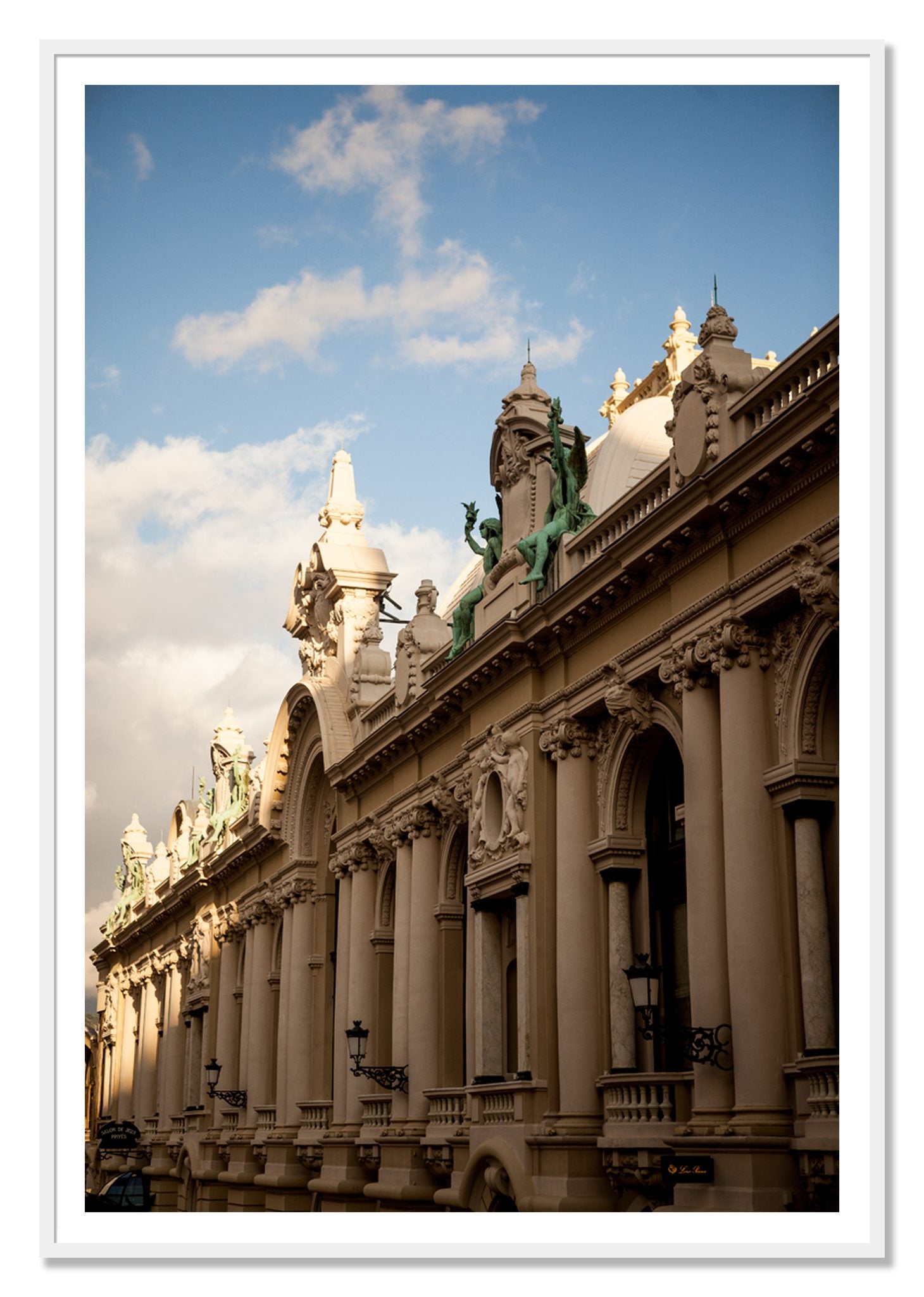 Monoco by Dylan Ozanich, 48×72 print with a White Border in a White frame