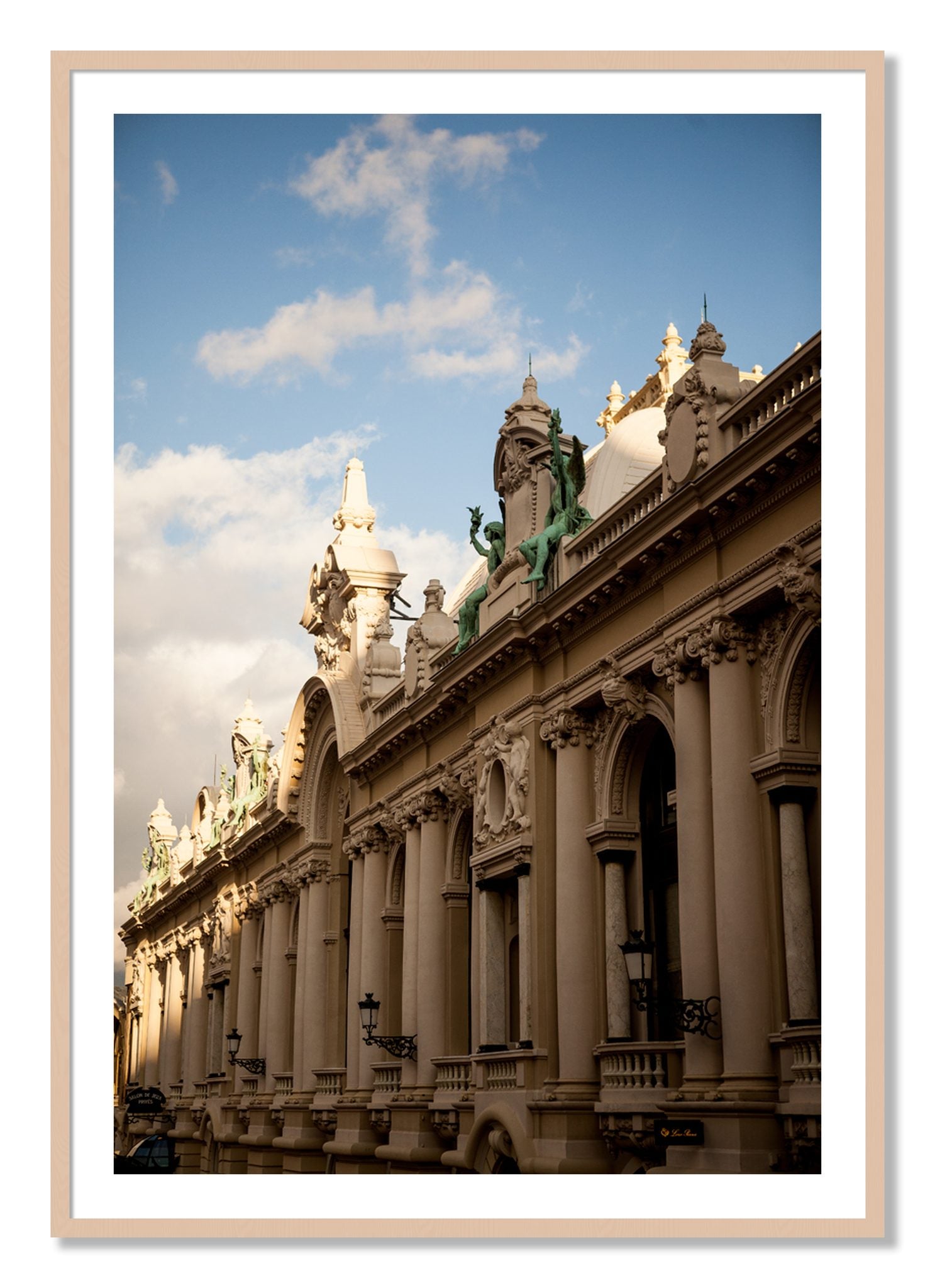Framed photograph of Monoco by Dylan Ozanich, Maple frame, Borders