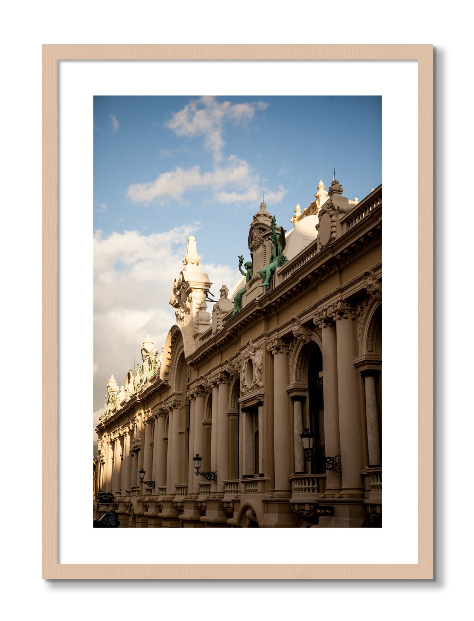 Framed photograph of Monoco by Dylan Ozanich, Maple frame, Borders