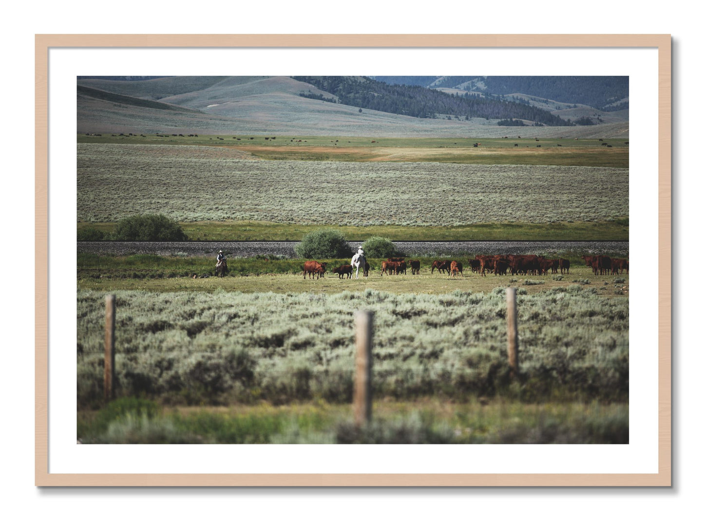 Framed photograph of Montana by Dylan Ozanich, Maple frame, Borders