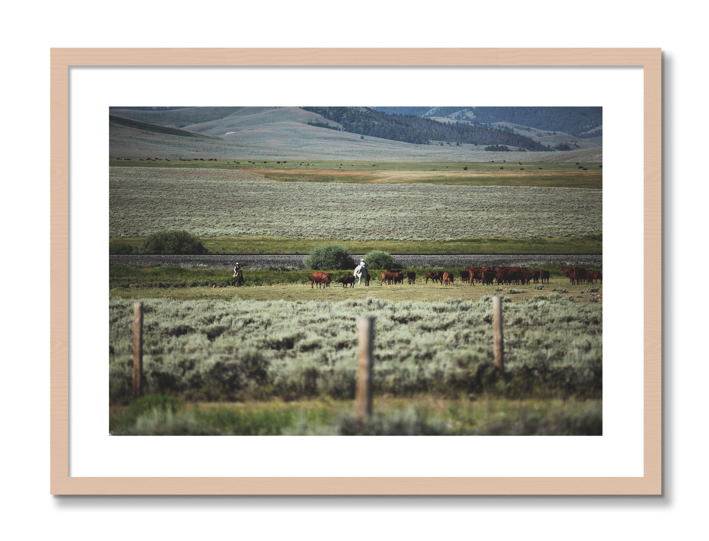 Framed photograph of Montana by Dylan Ozanich, Maple frame, Borders