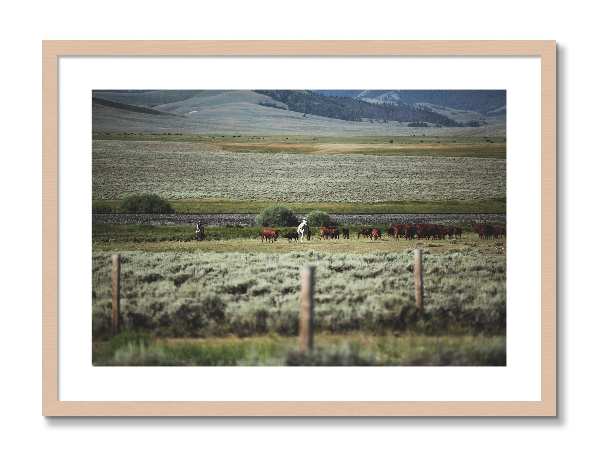 Framed photograph of Montana by Dylan Ozanich, Maple frame, Borders