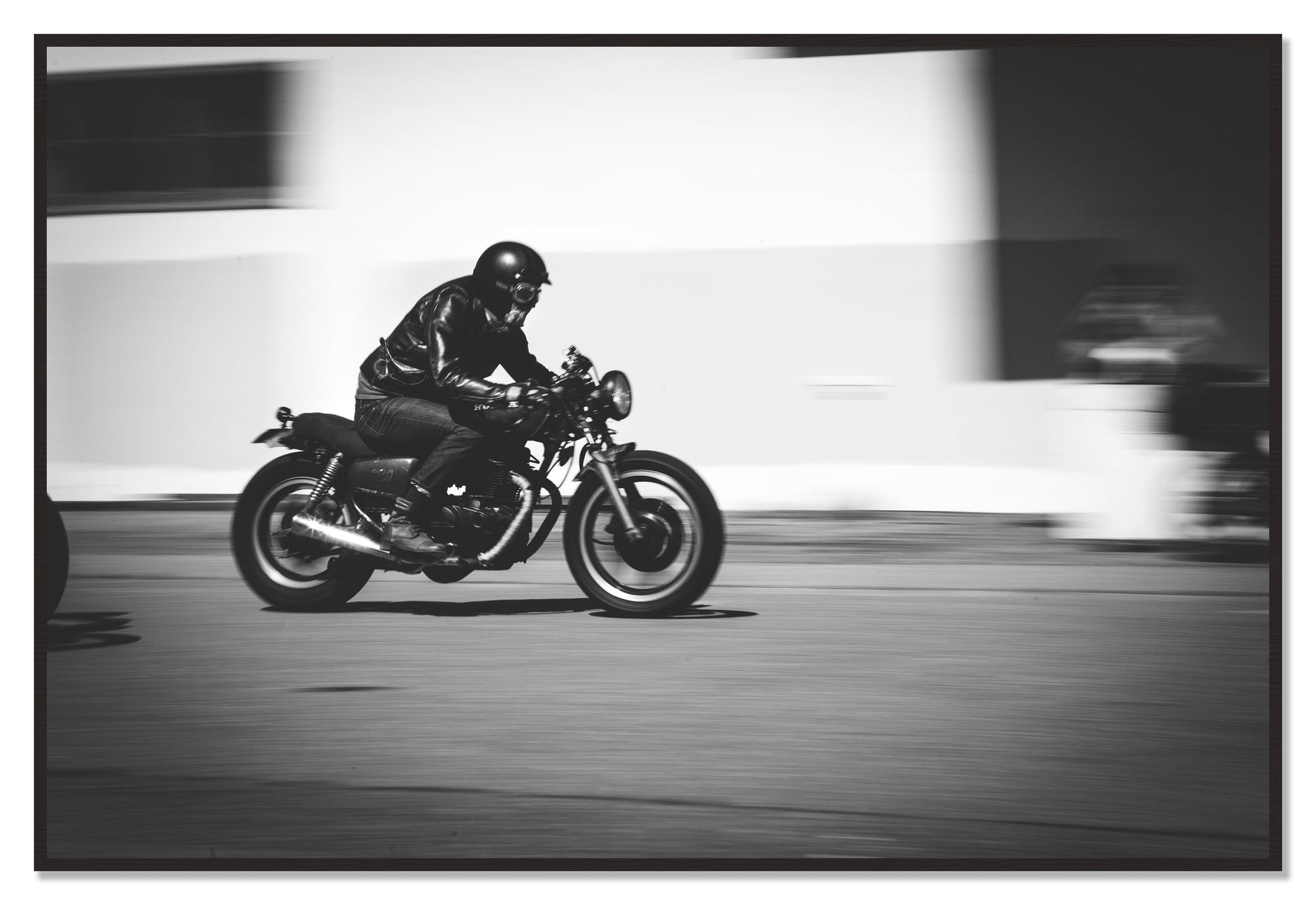 Moto Blurred by Dylan Ozanich, 48×72 Full Bleed Print in a Black Walnut frame