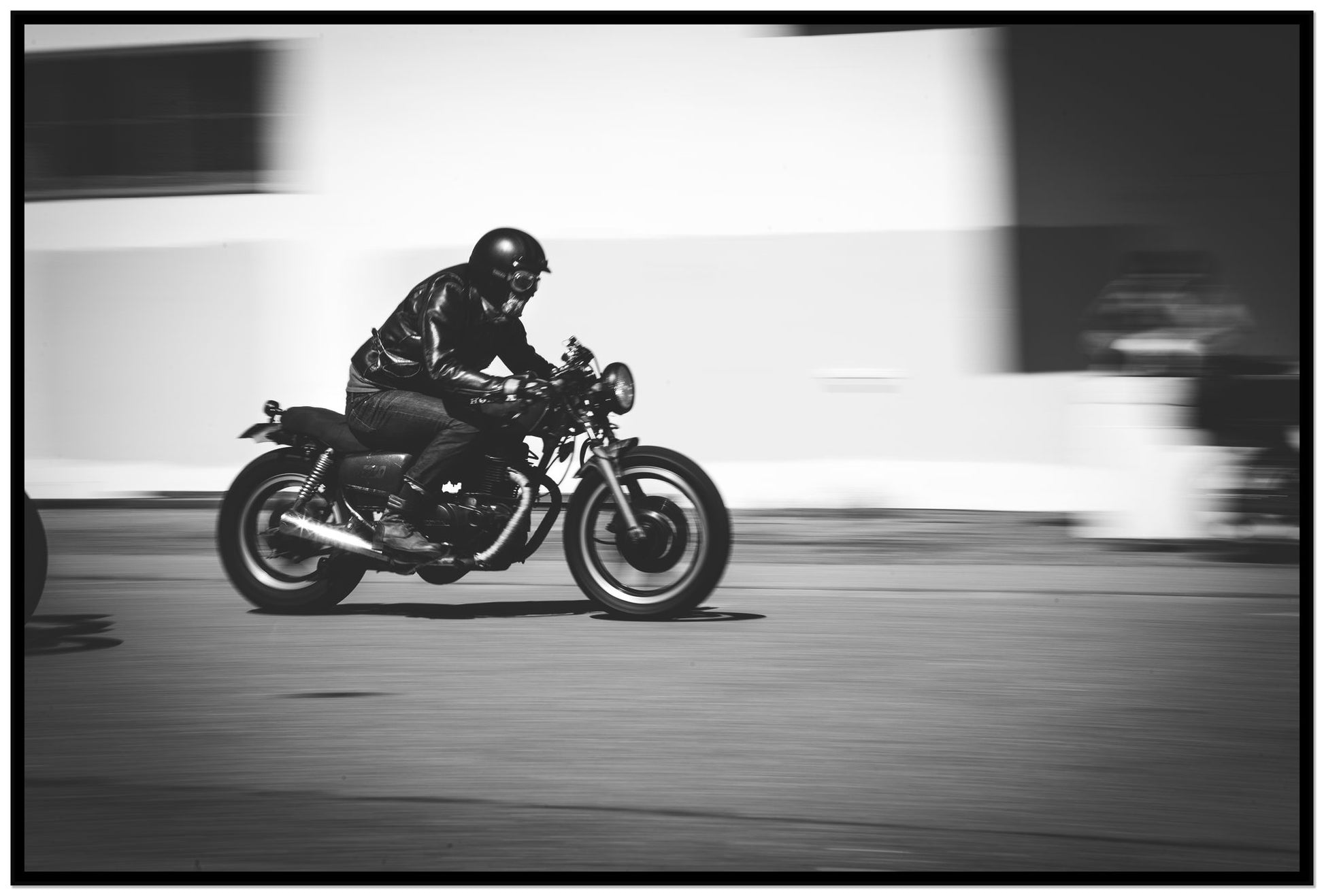 Moto Blurred by Dylan Ozanich, 48×72 Full Bleed Print in a Black frame
