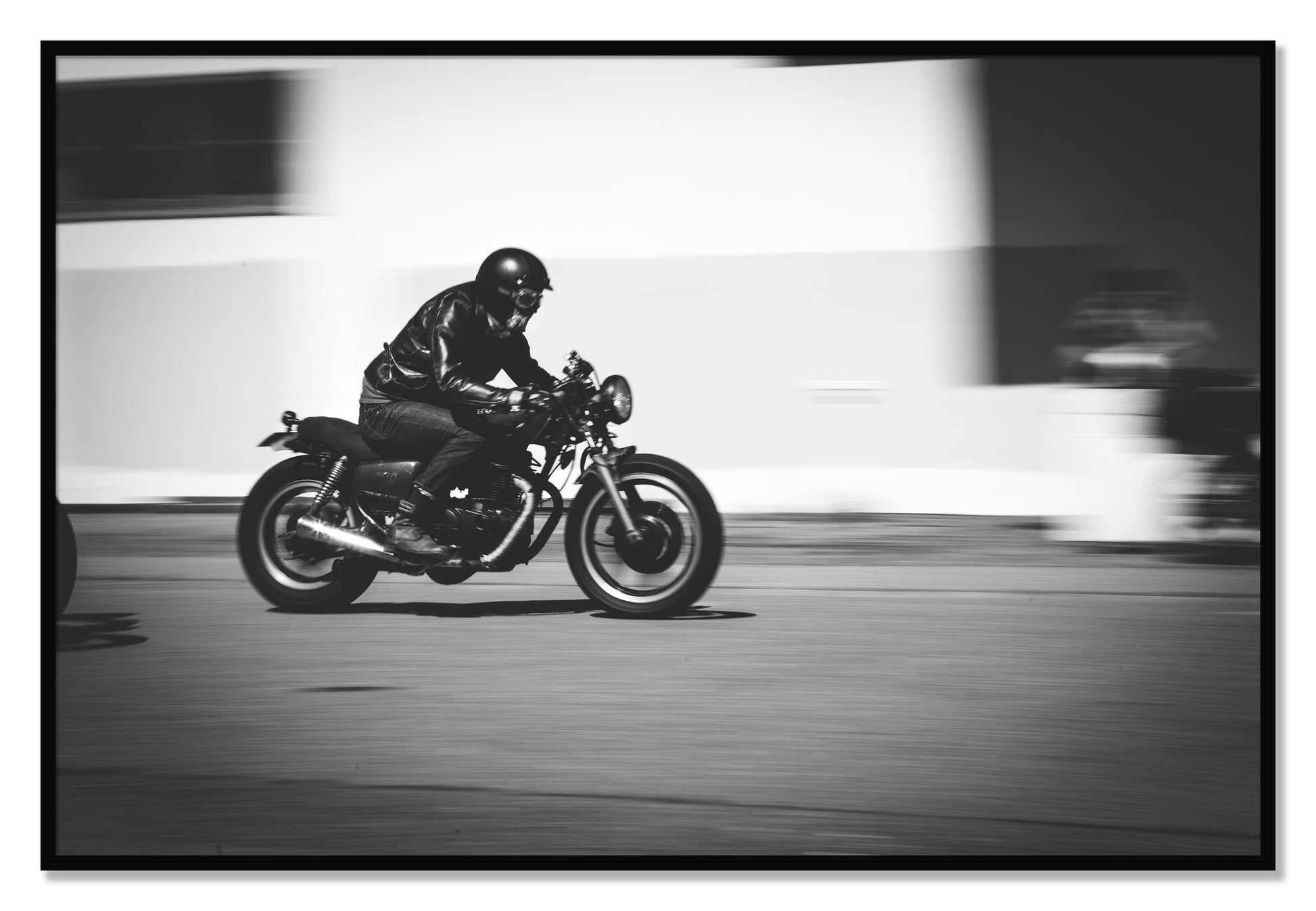 Framed photograph of Moto Blurred by Dylan Ozanich, Black frame, Full Bleed