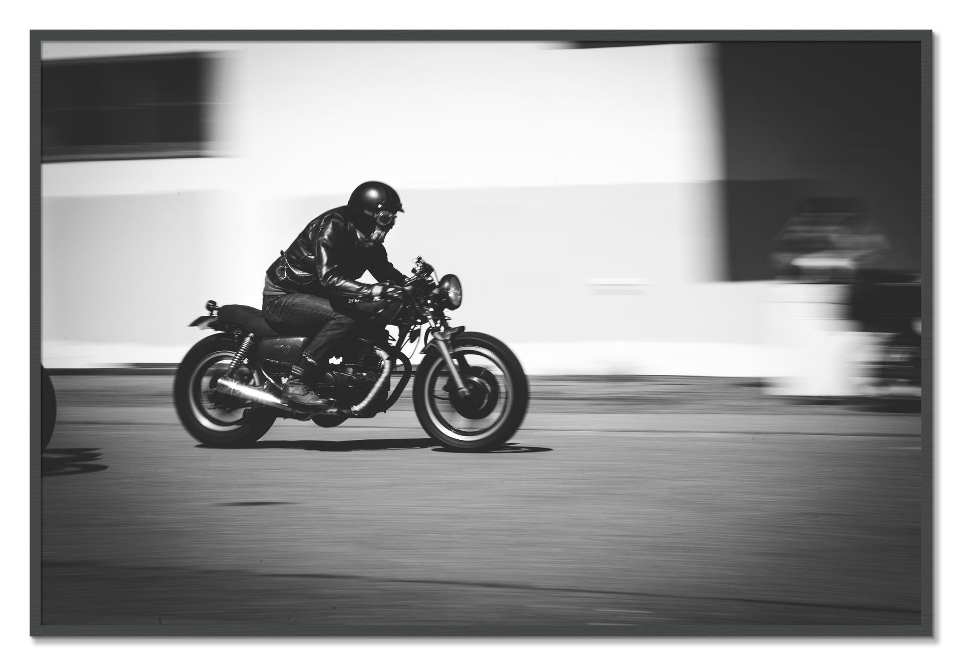 Framed photograph of Moto Blurred by Dylan Ozanich, Grey frame, Full Bleed