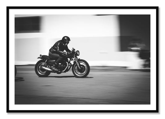 Framed photograph of Moto Blurred by Dylan Ozanich, Black frame, Borders