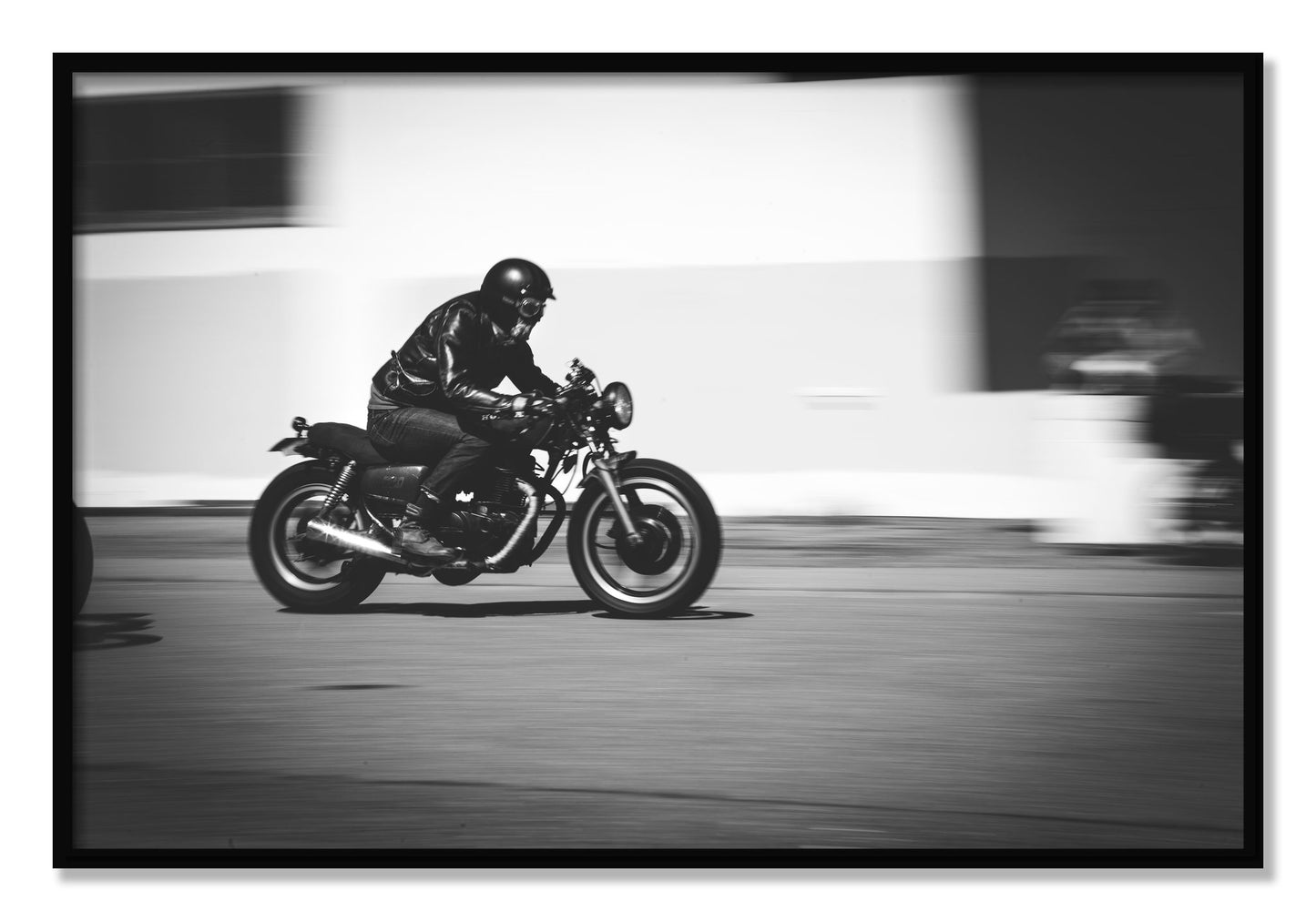 Framed photograph of Moto Blurred by Dylan Ozanich, Black frame, Full Bleed