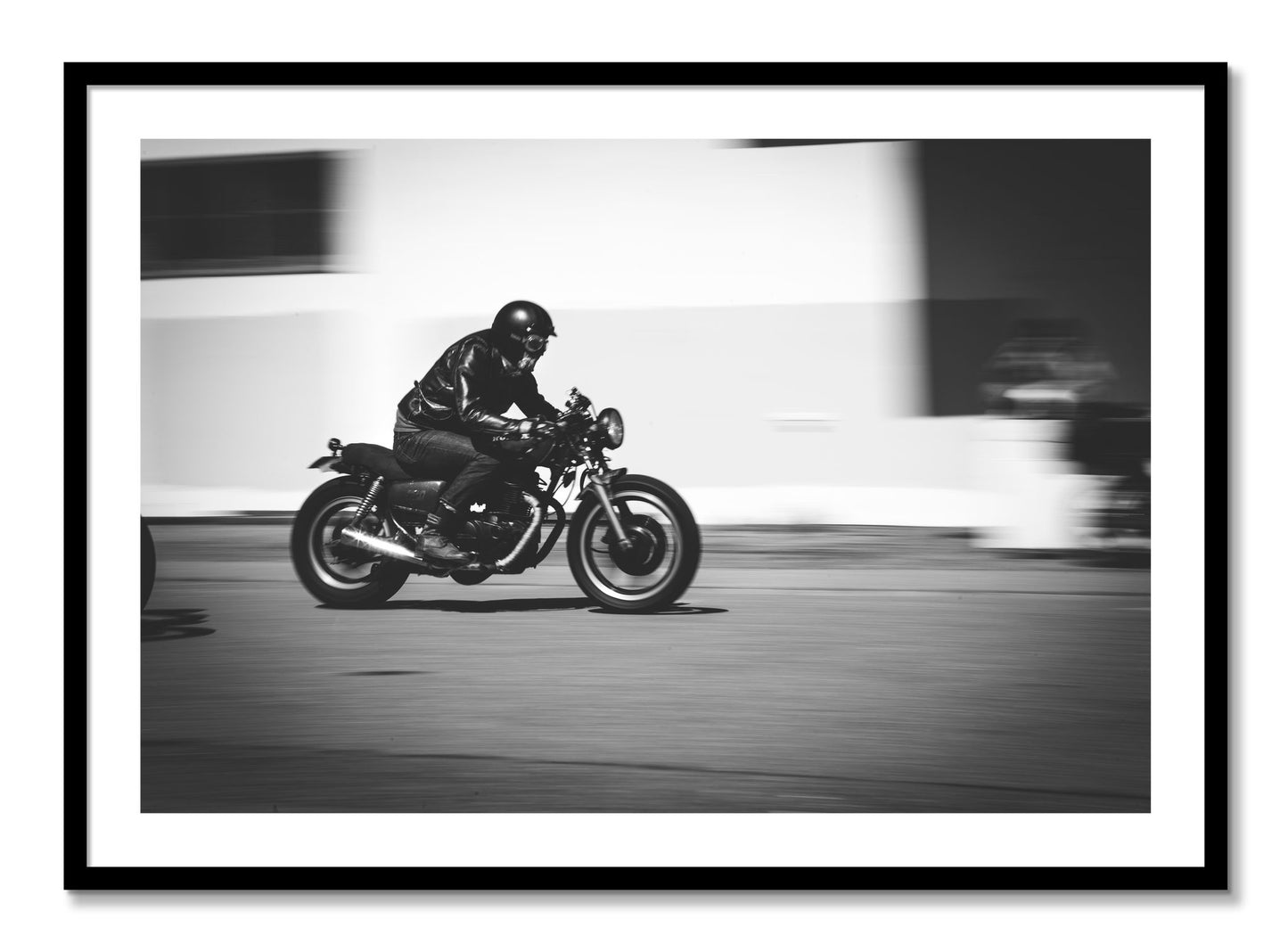 Framed photograph of Moto Blurred by Dylan Ozanich, Black frame, Borders