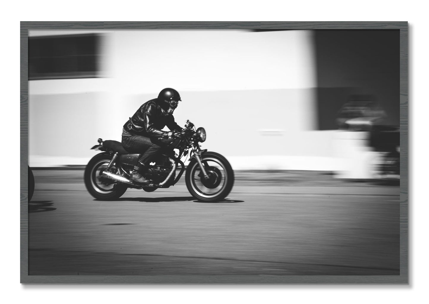 Framed photograph of Moto Blurred by Dylan Ozanich, Grey frame, Full Bleed