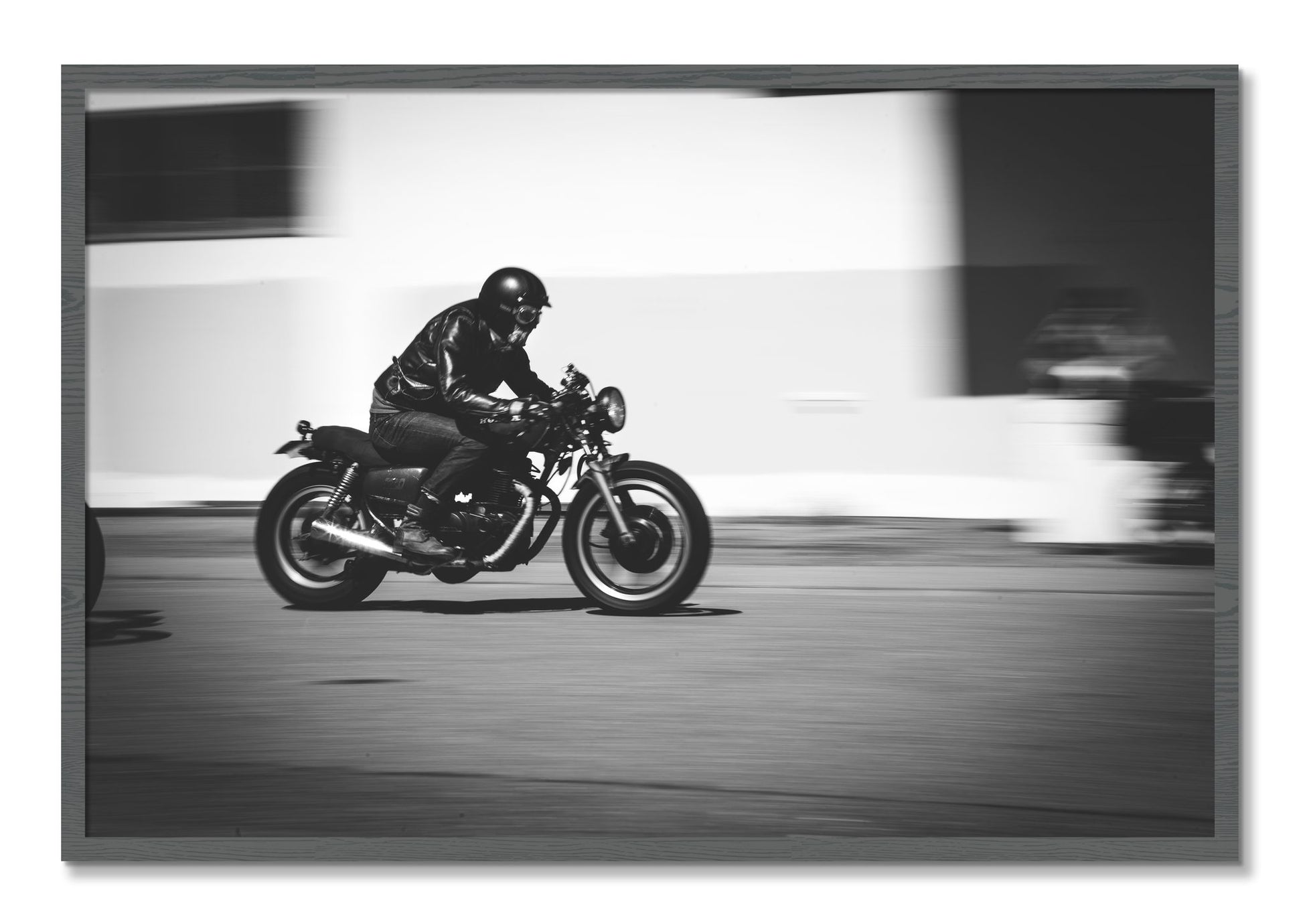 Framed photograph of Moto Blurred by Dylan Ozanich, Grey frame, Full Bleed