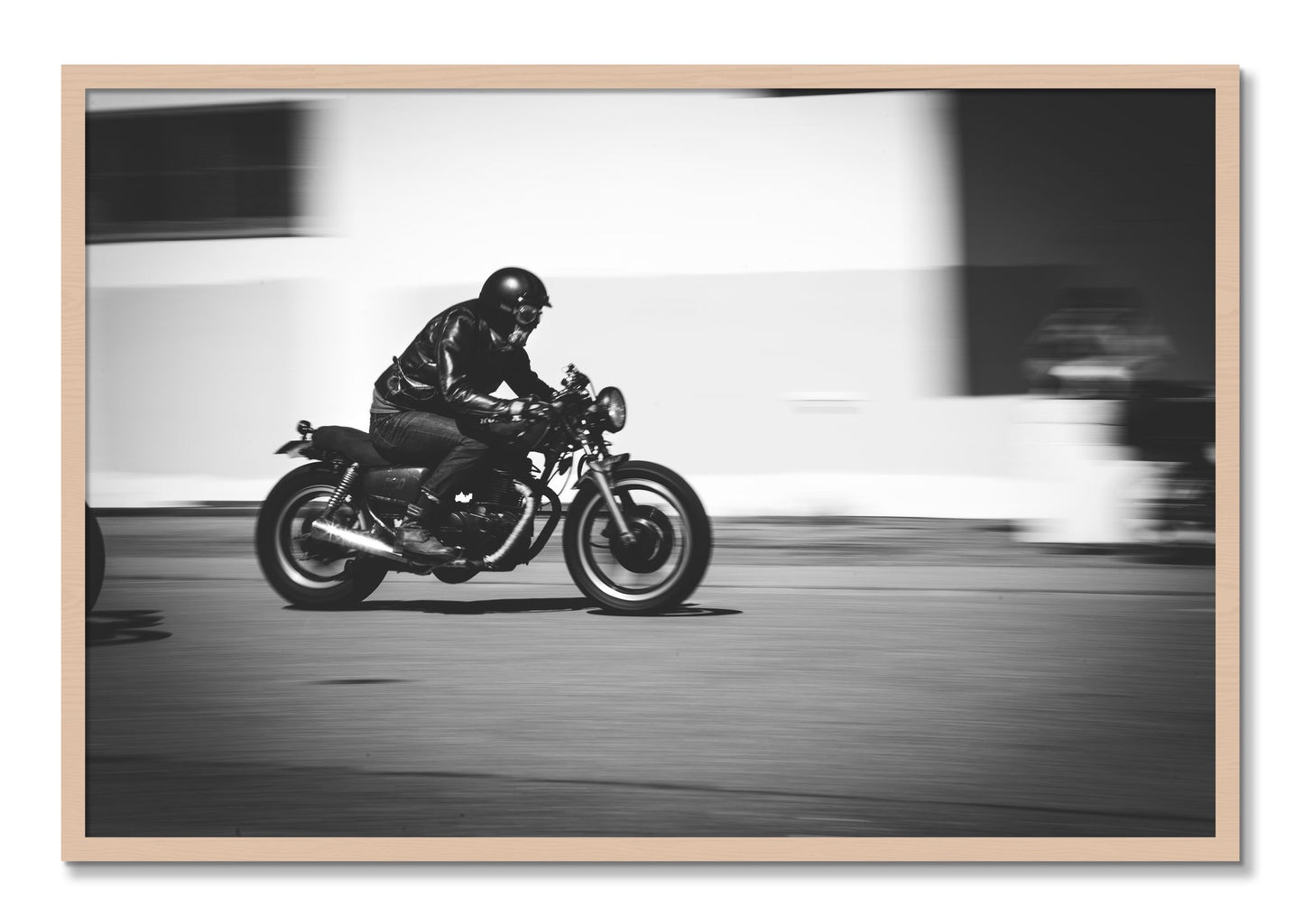 Framed photograph of Moto Blurred by Dylan Ozanich, Maple frame, Full Bleed