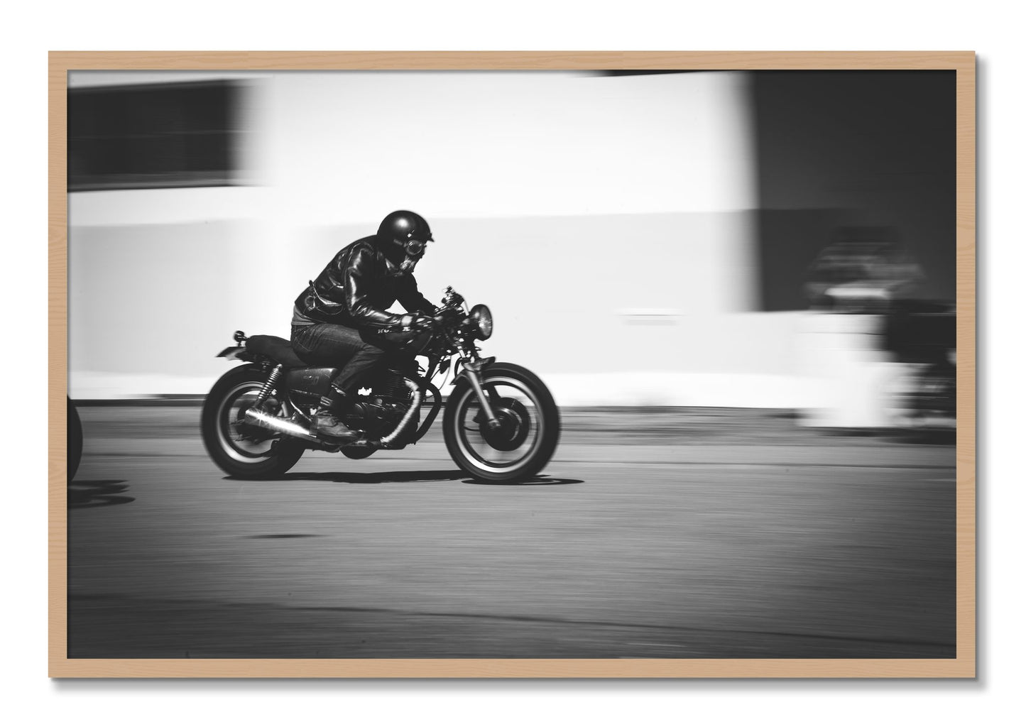 Framed photograph of Moto Blurred by Dylan Ozanich, Oak frame, Full Bleed