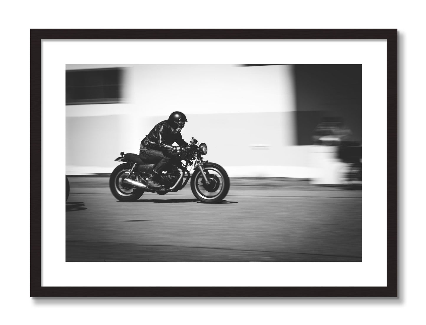 Framed photograph of Moto Blurred by Dylan Ozanich, Black frame, Borders