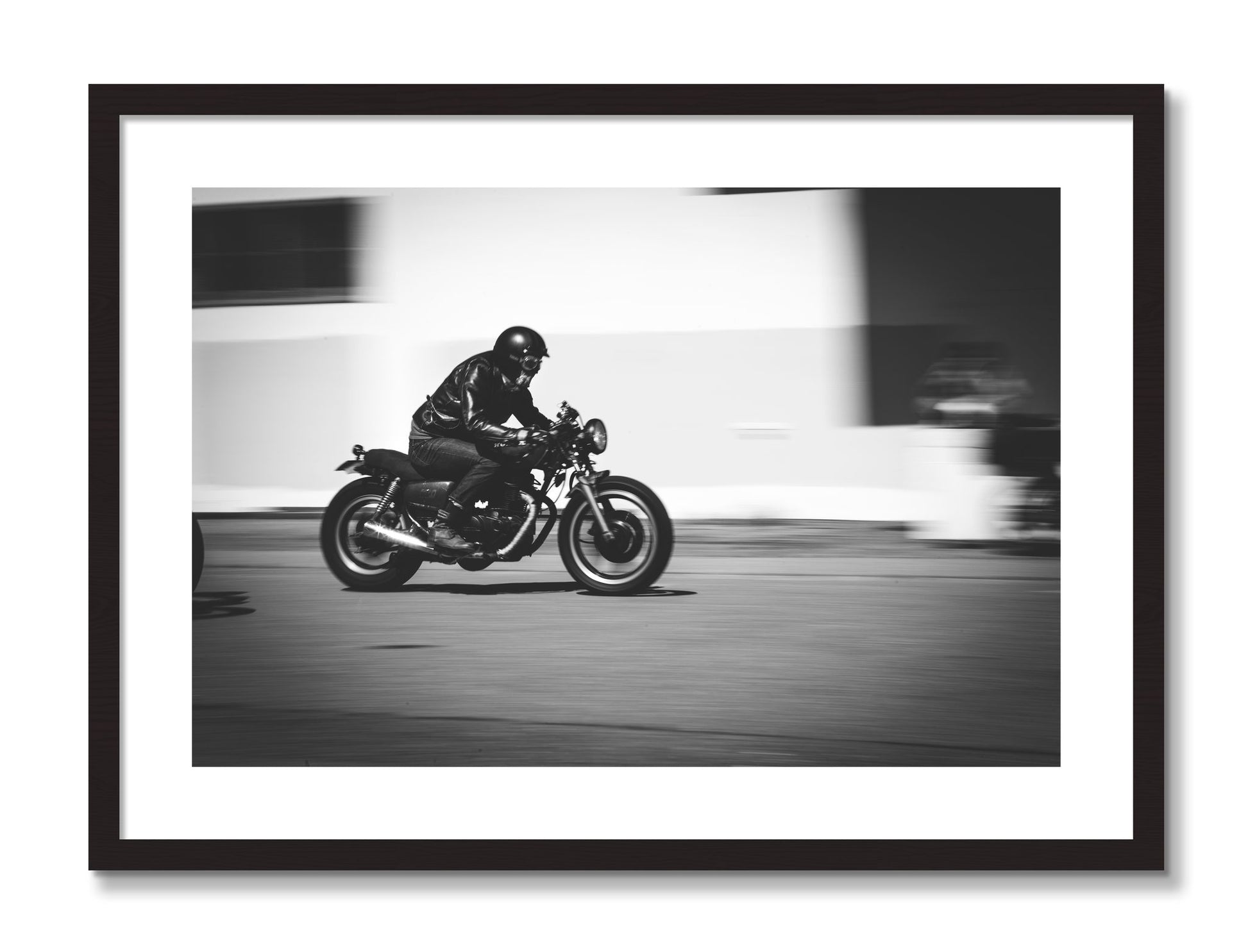 Framed photograph of Moto Blurred by Dylan Ozanich, Black frame, Borders