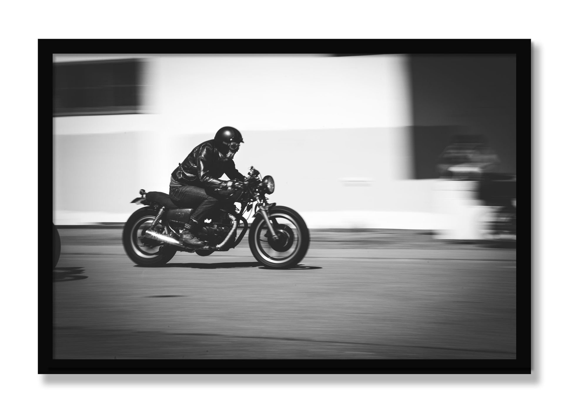 Framed photograph of Moto Blurred by Dylan Ozanich, Black frame, Full Bleed