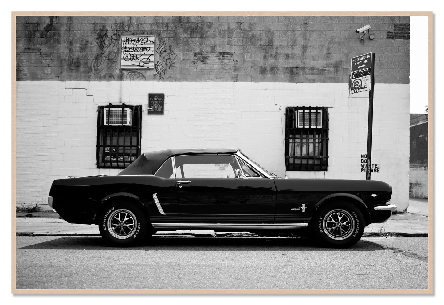 Framed photograph of Mustang by Dylan Ozanich, Maple frame, Full Bleed