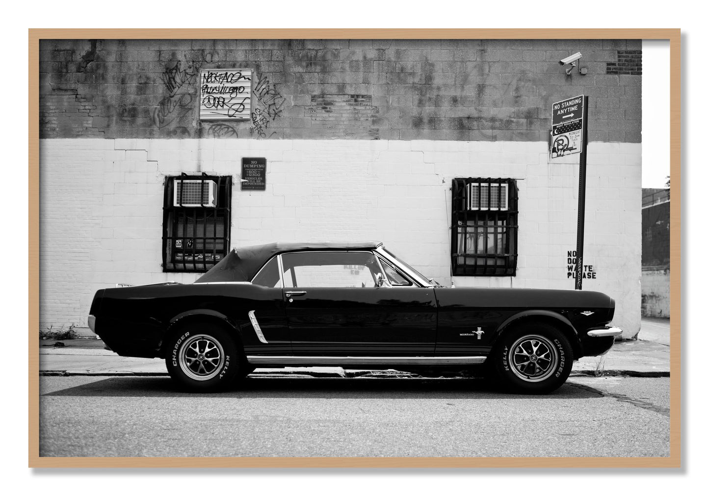 Framed photograph of Mustang by Dylan Ozanich, Oak frame, Full Bleed