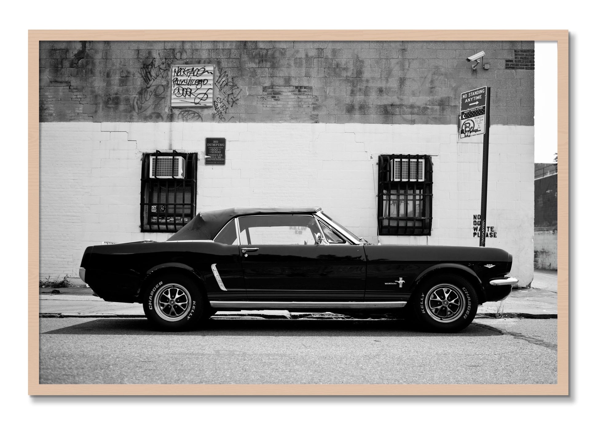 Framed photograph of Mustang by Dylan Ozanich, Maple frame, Full Bleed