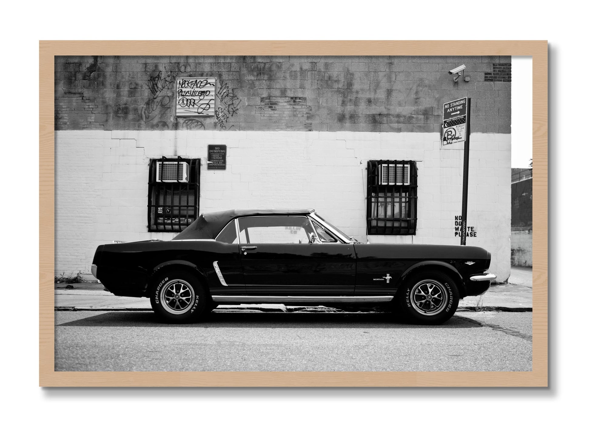 Framed photograph of Mustang by Dylan Ozanich, Oak frame, Full Bleed