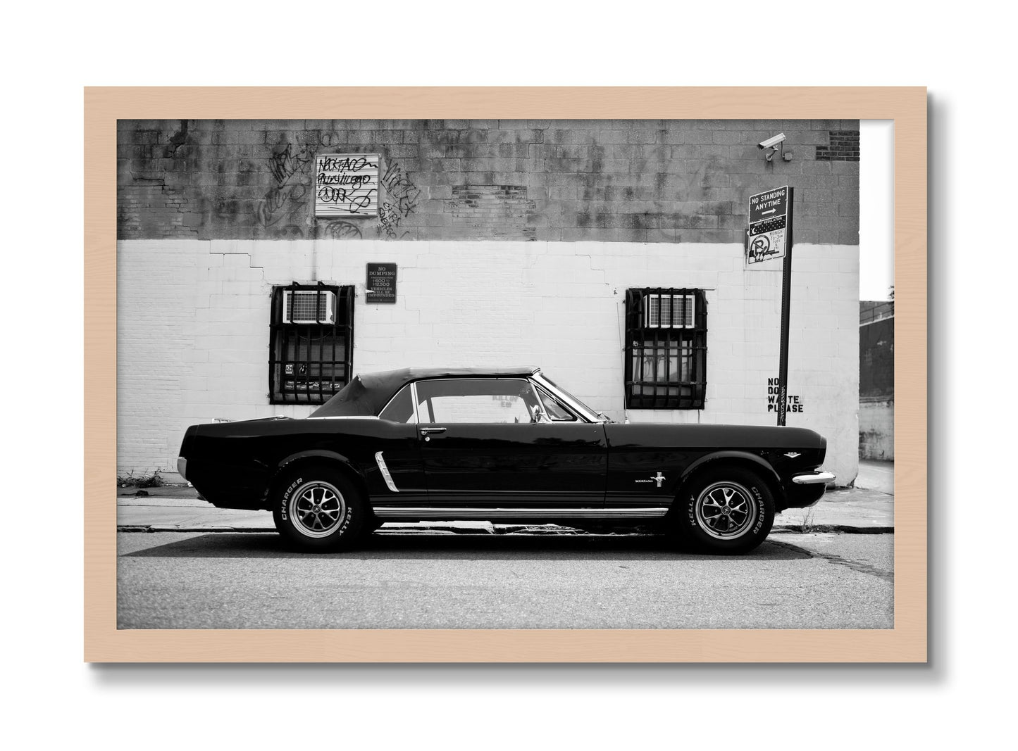 Framed photograph of Mustang by Dylan Ozanich, Maple frame, Full Bleed