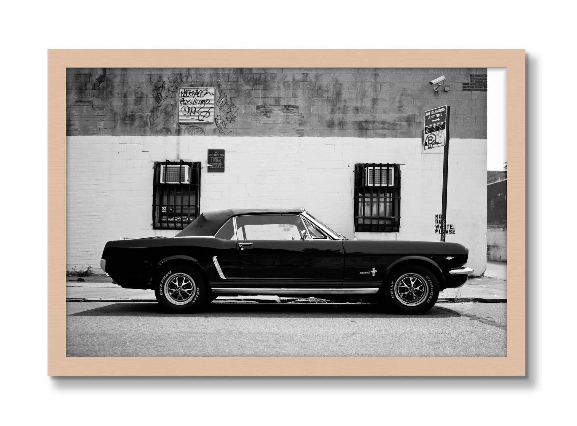 Framed photograph of Mustang by Dylan Ozanich, Maple frame, Full Bleed