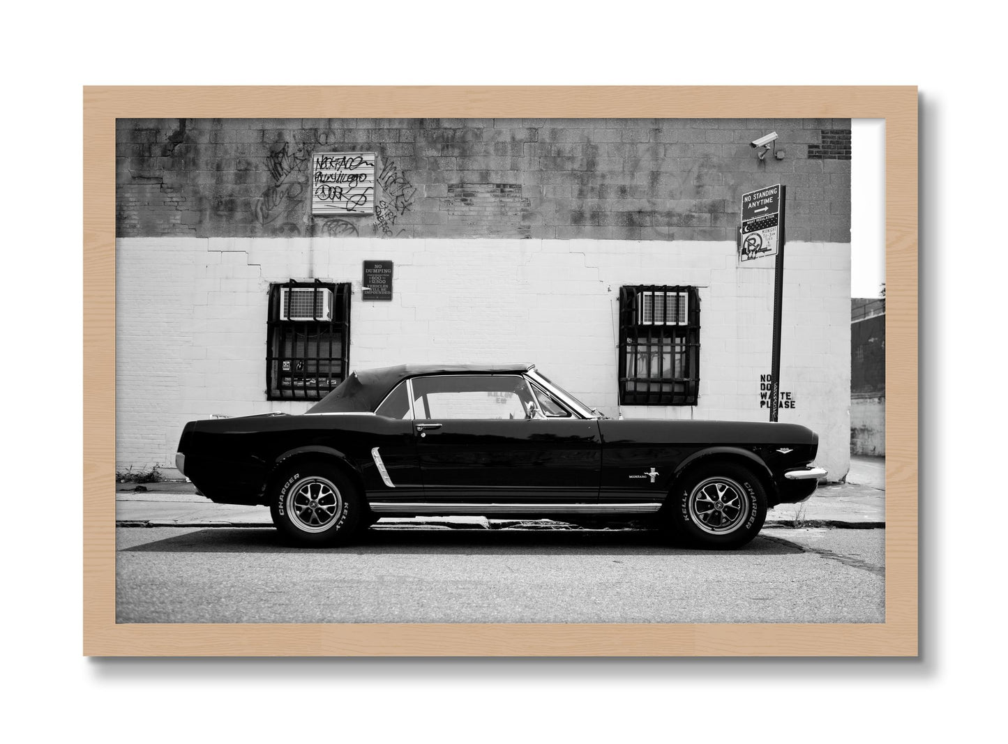 Framed photograph of Mustang by Dylan Ozanich, Oak frame, Full Bleed
