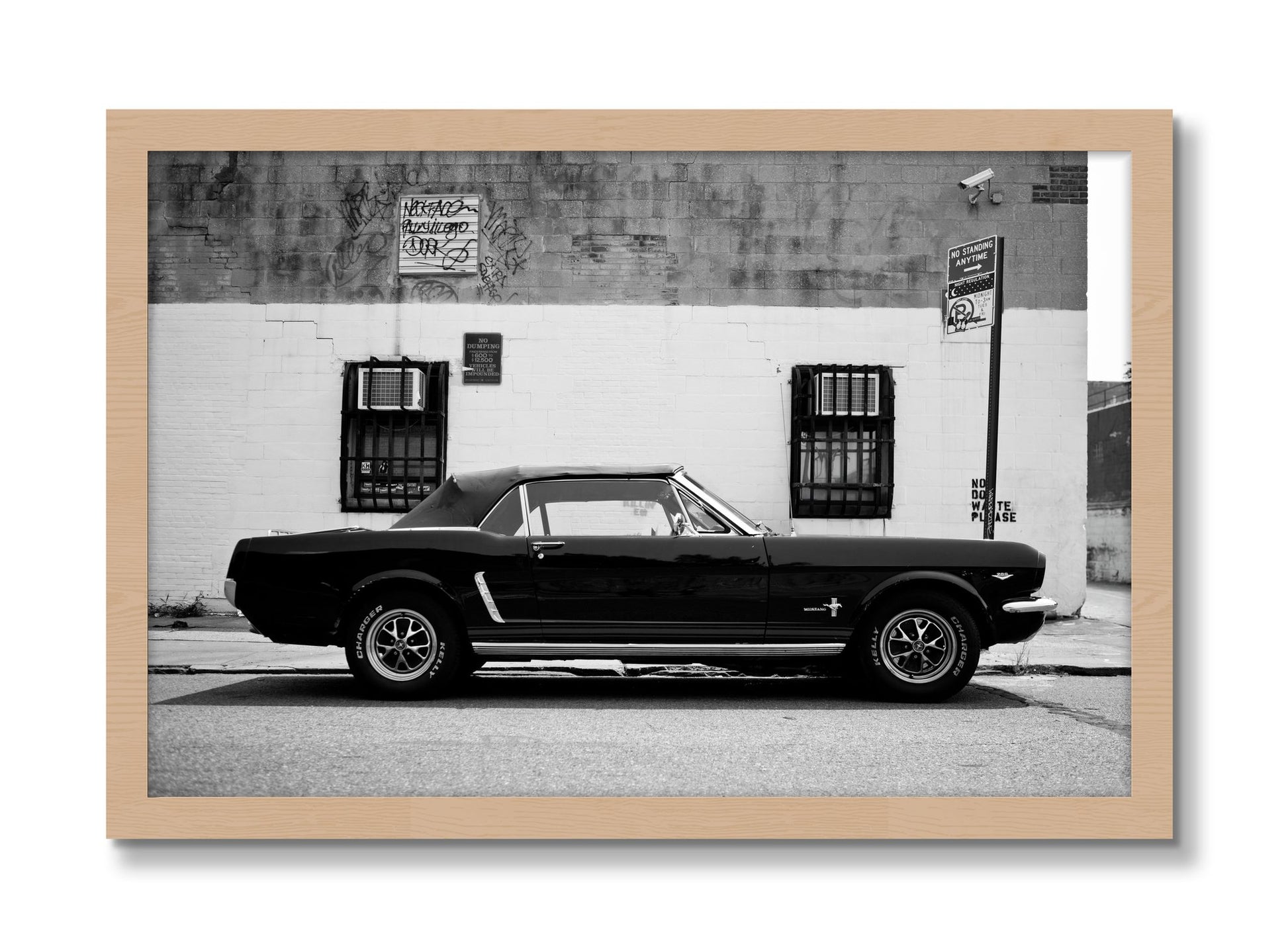 Framed photograph of Mustang by Dylan Ozanich, Oak frame, Full Bleed