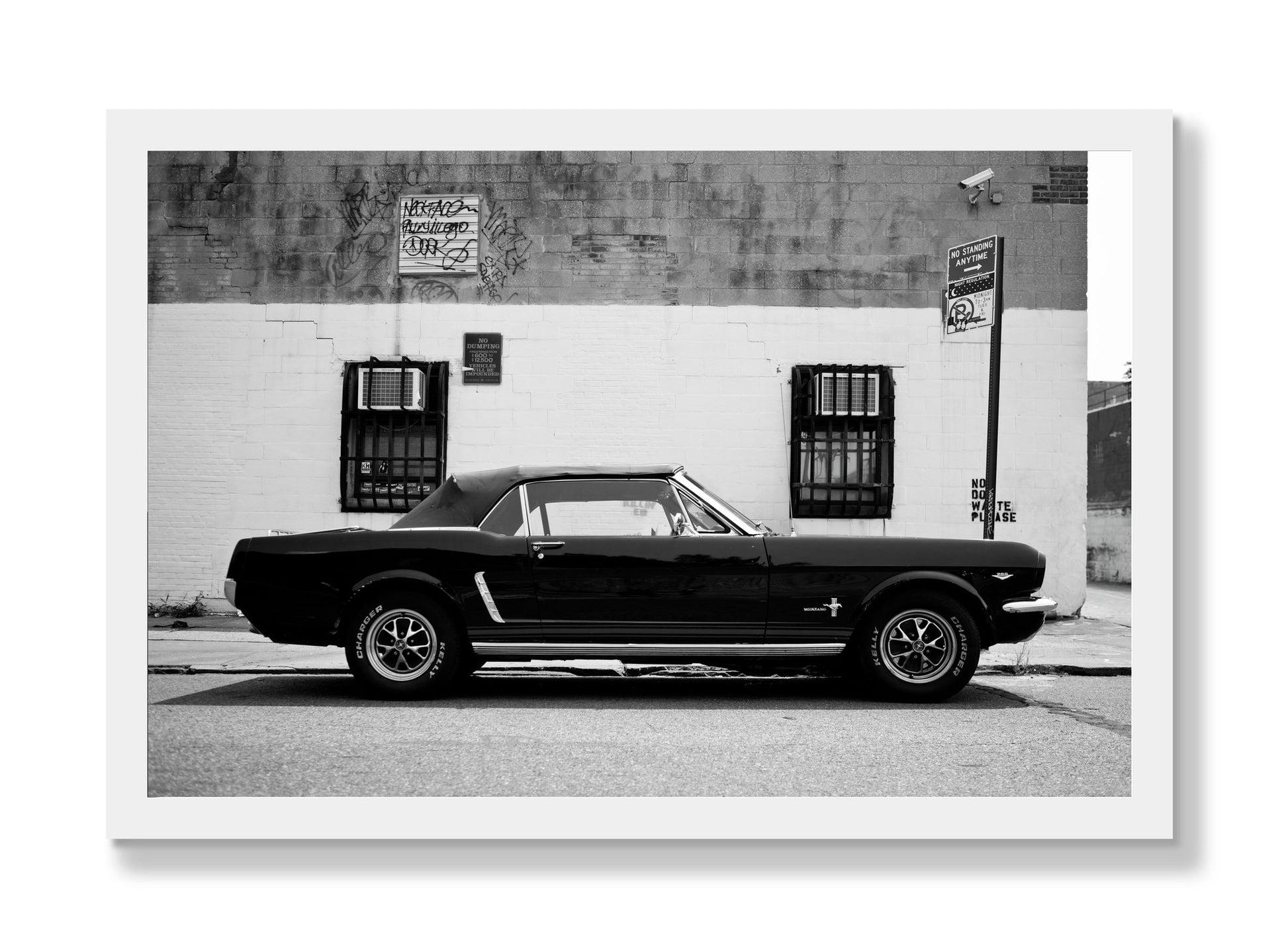Framed photograph of Mustang by Dylan Ozanich, White frame, Full Bleed
