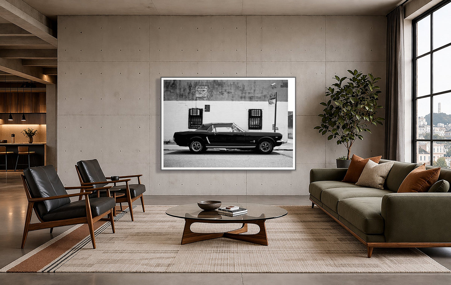 Framed photograph of Mustang by Dylan Ozanich displayed on a wall
