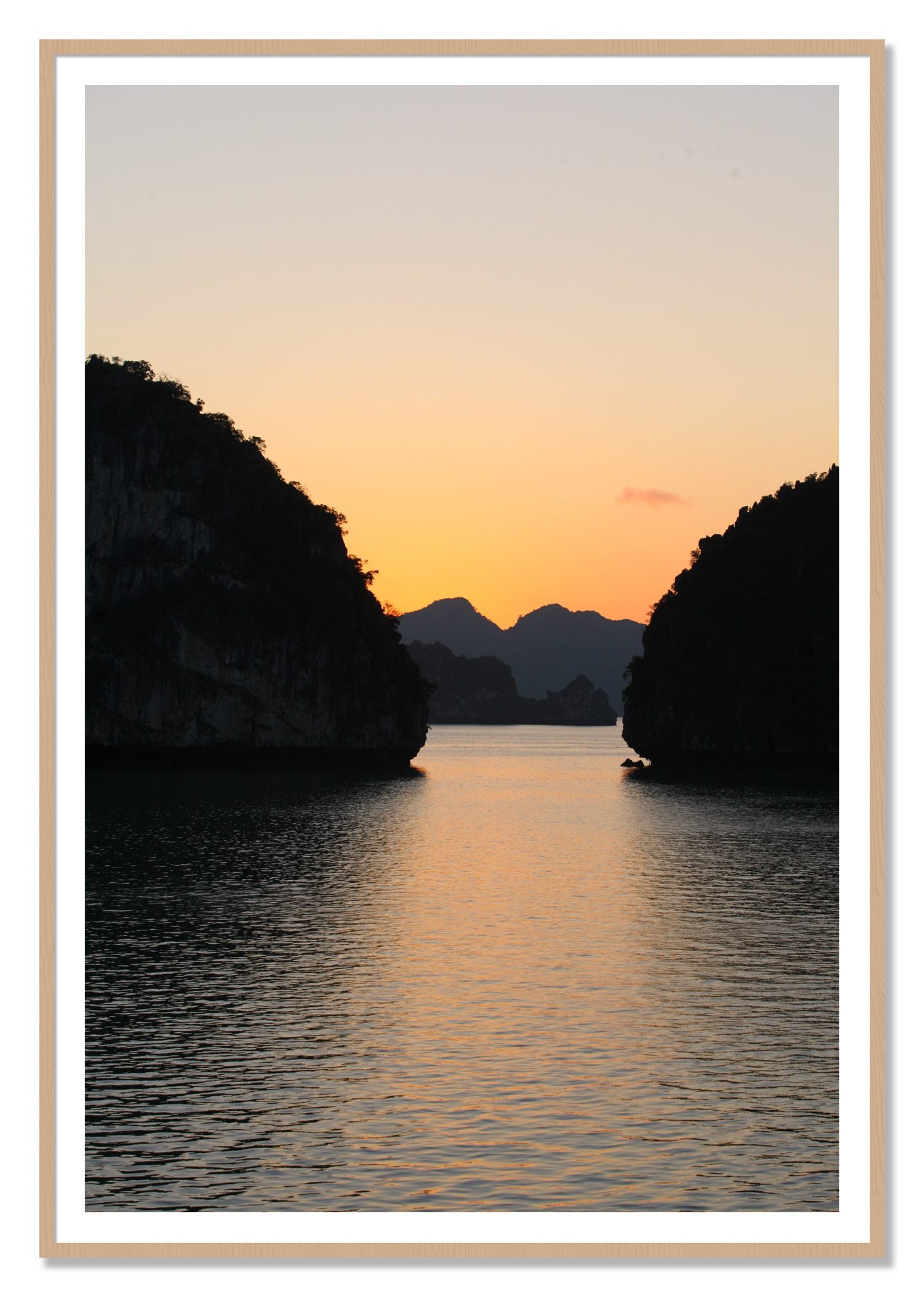 Narrow Passage by Dylan Ozanich, 48×72 print with a White Border in an Oak frame