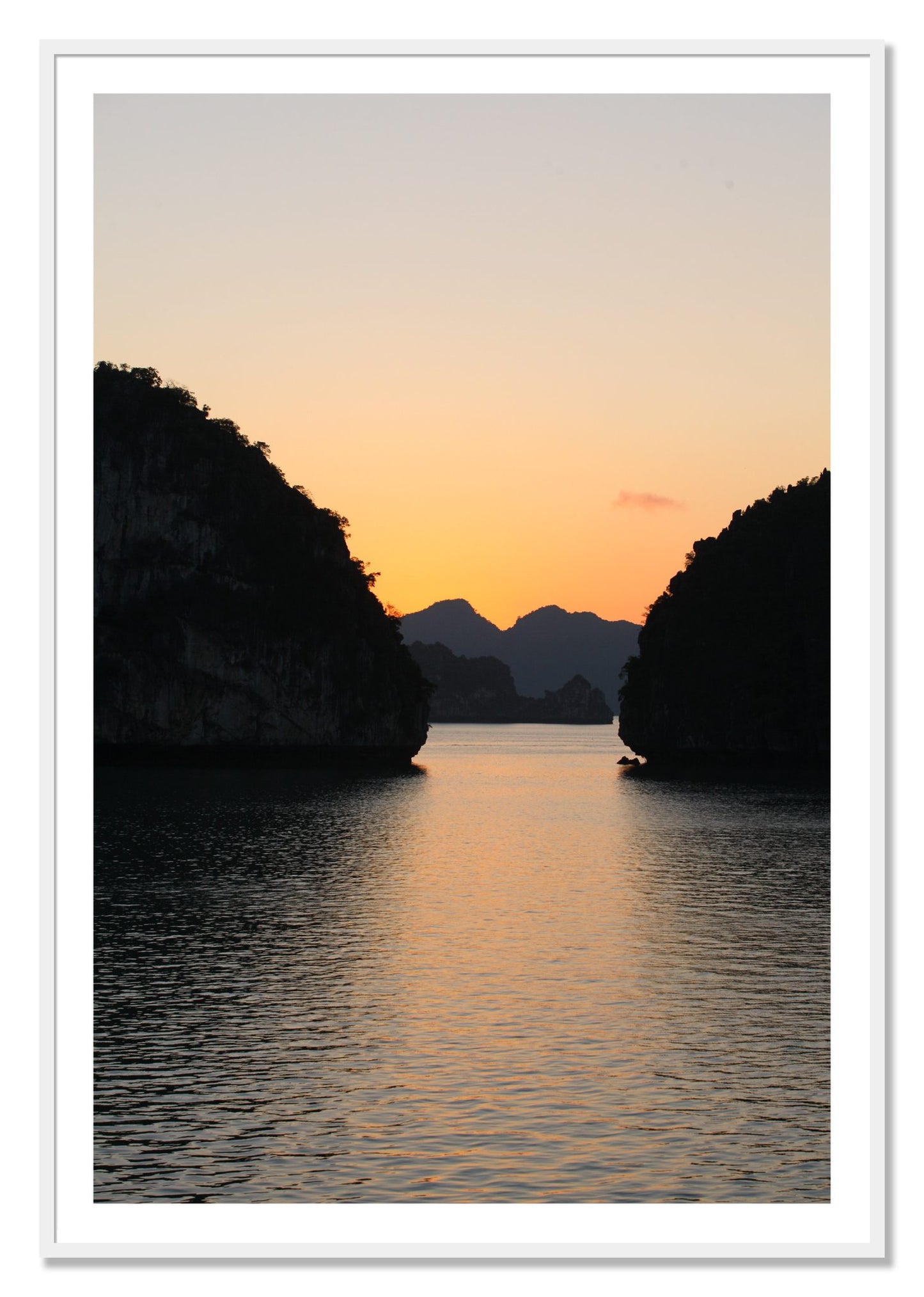 Framed photograph of Narrow Passage by Dylan Ozanich, White frame, Borders