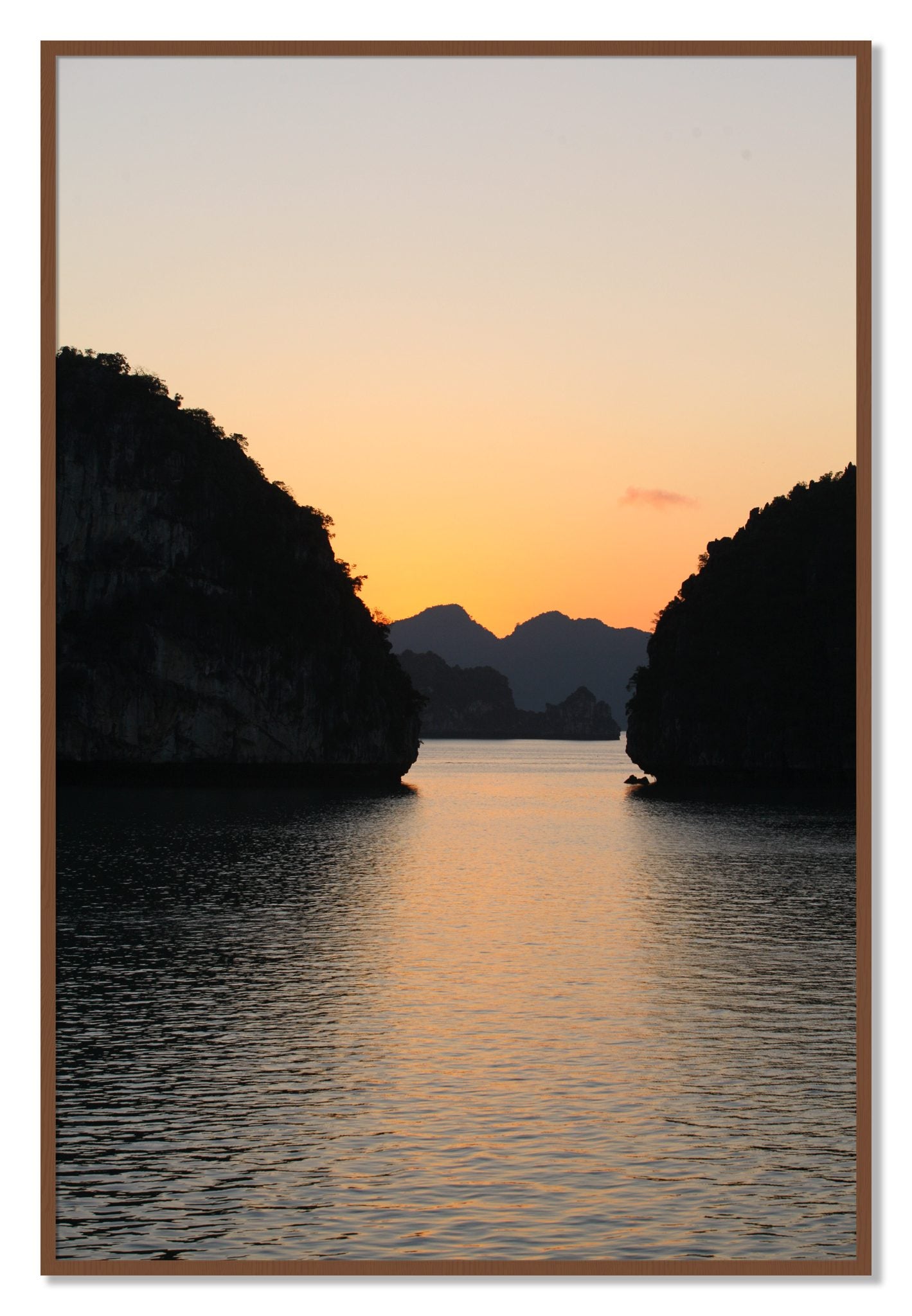 Framed photograph of Narrow Passage by Dylan Ozanich, Walnut frame, Full Bleed
