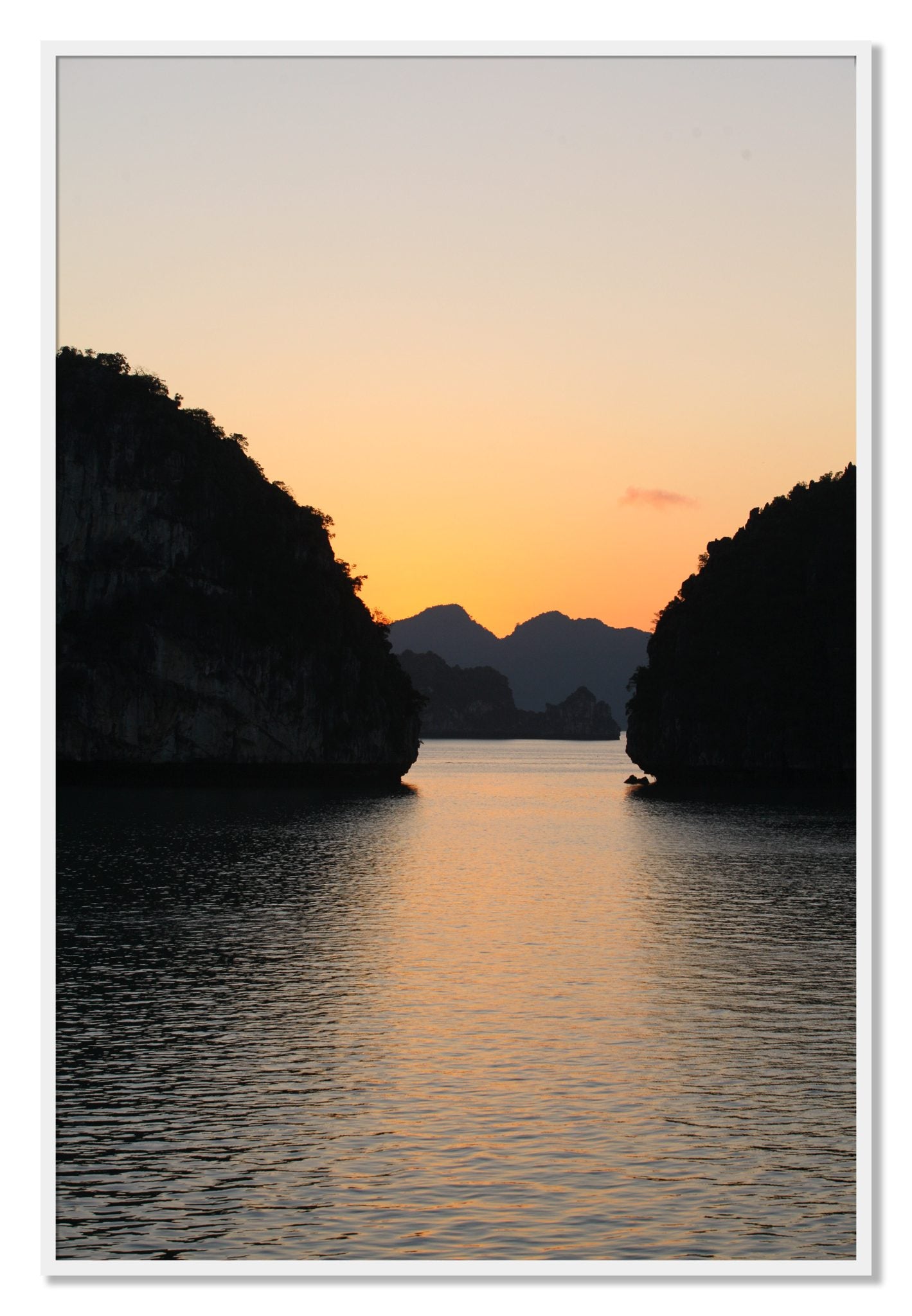 Framed photograph of Narrow Passage by Dylan Ozanich, White frame, Full Bleed