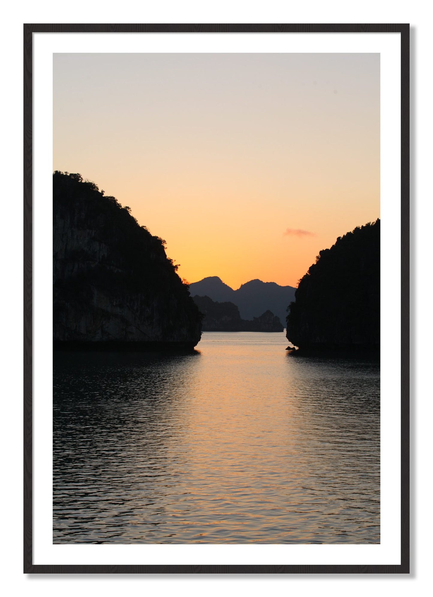 Framed photograph of Narrow Passage by Dylan Ozanich, Black Walnut frame, Borders